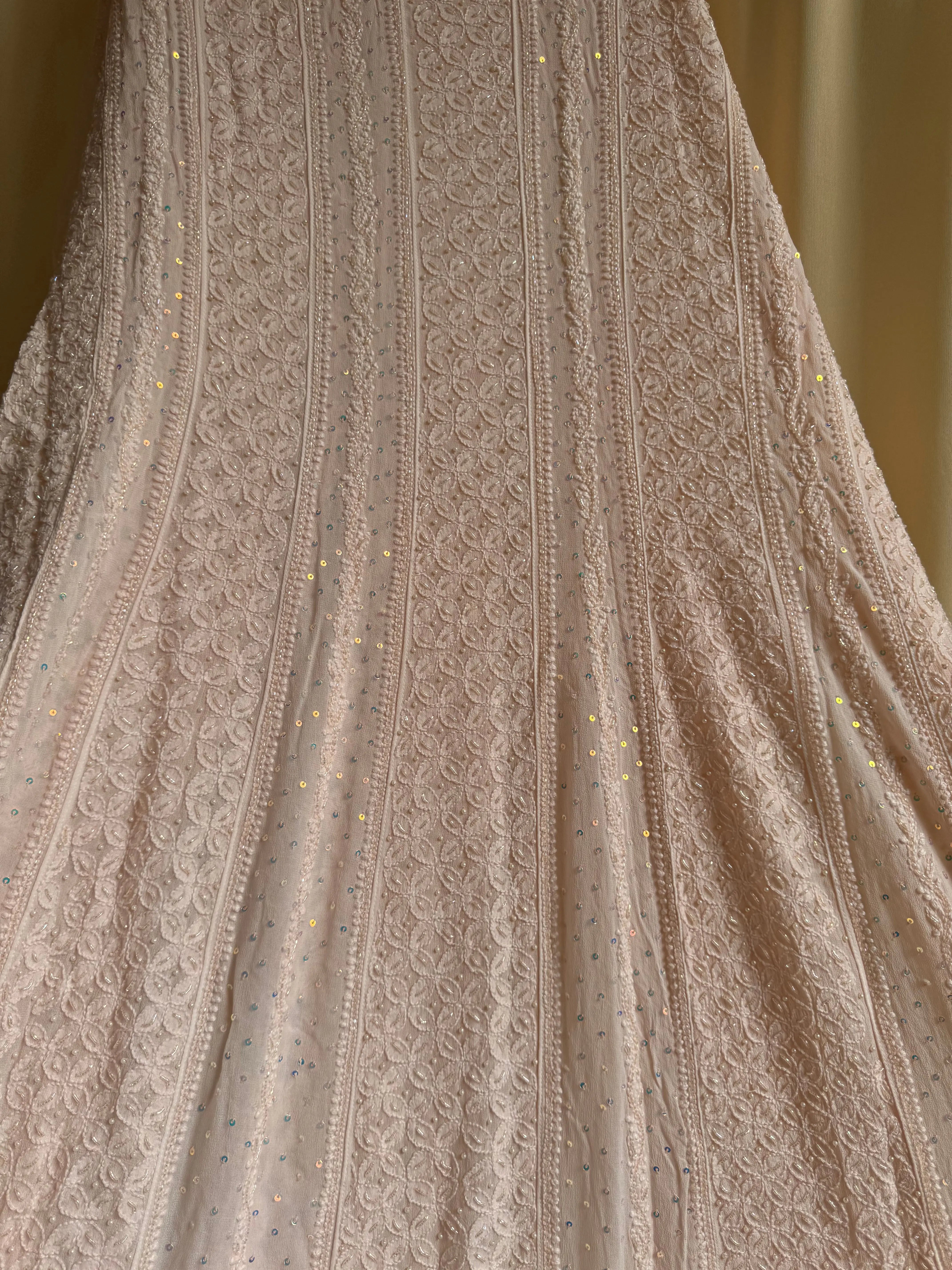 Viscose Anarkali - Semi Stitched - Pearl Work - Peach ARIAA CHIKANKARI 