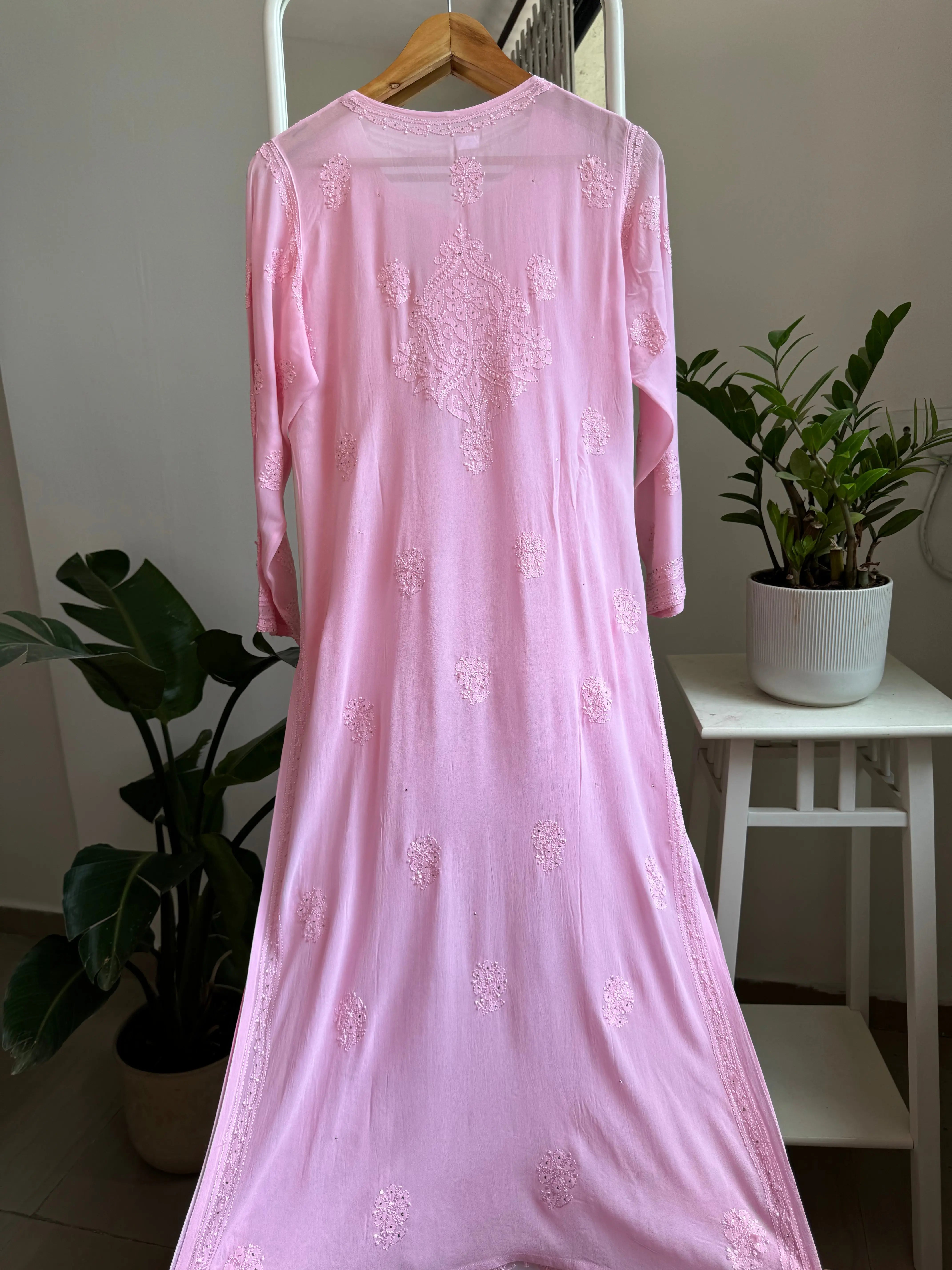 Viscose Kurti with Mukaish Work - Pink ARIAA CHIKANKARI 