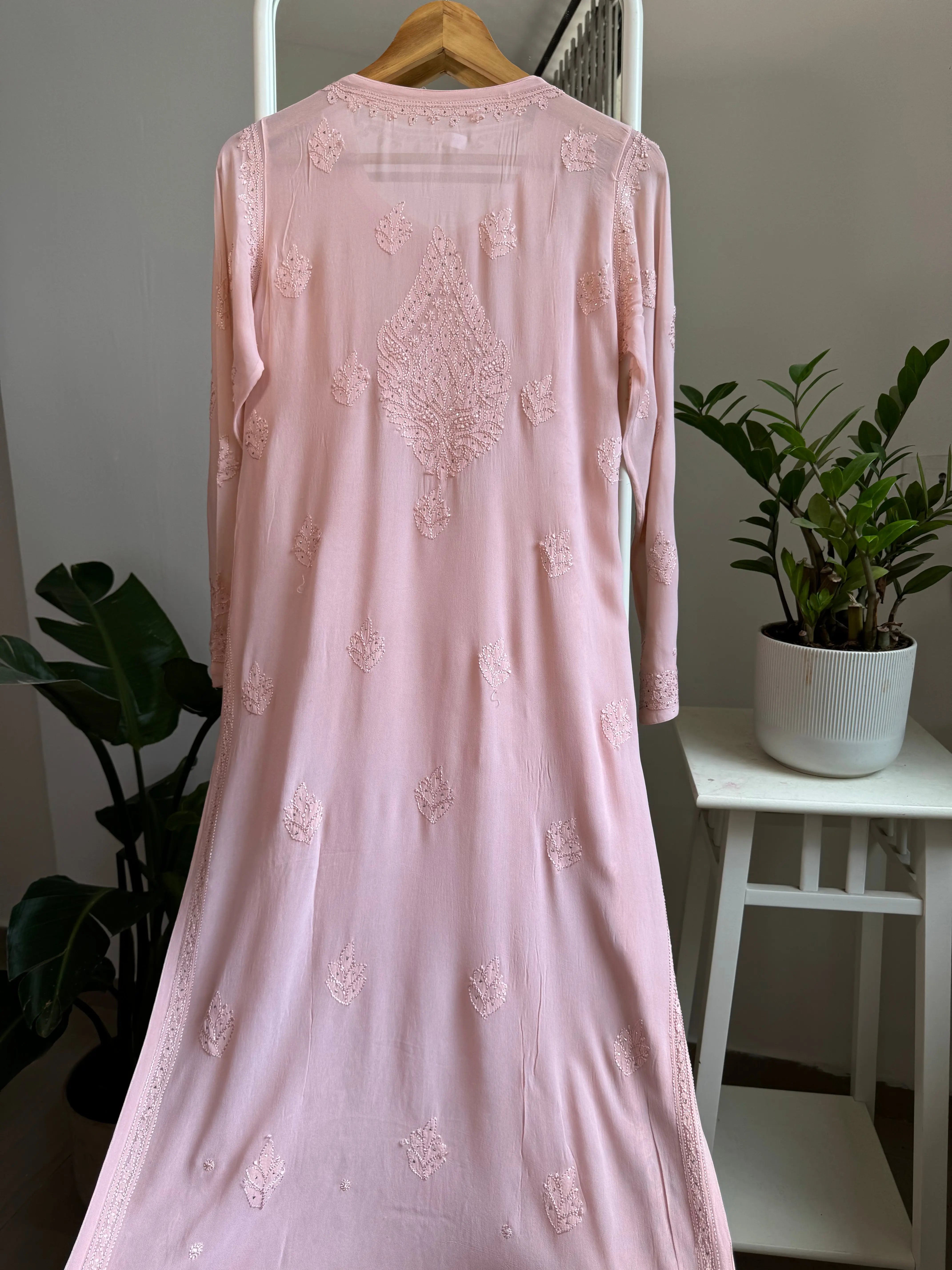 Viscose Kurti with Mukaish Work - Pale Pink ARIAA CHIKANKARI 