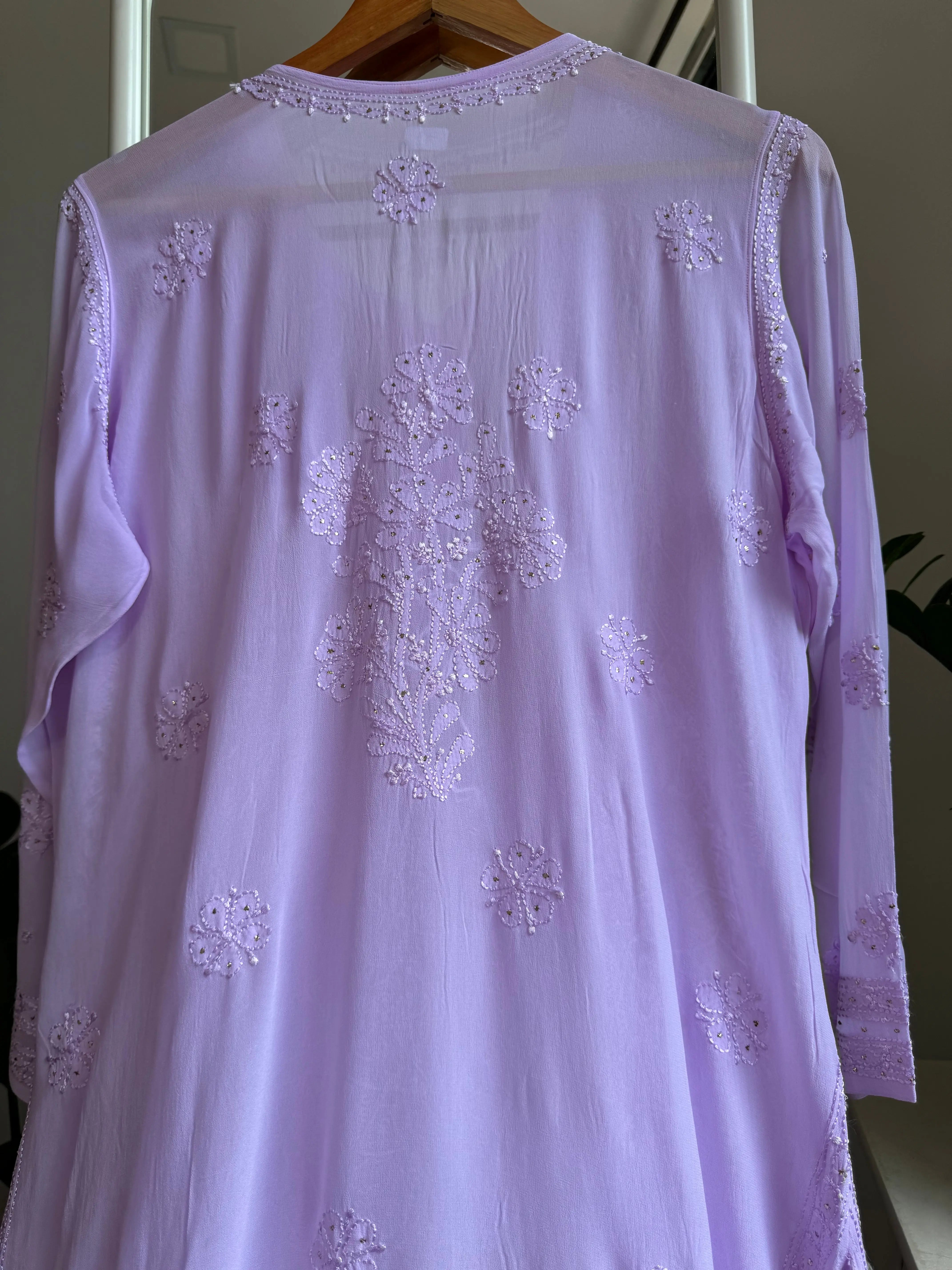 Viscose Kurti with Mukaish Work - Lilac ARIAA CHIKANKARI 