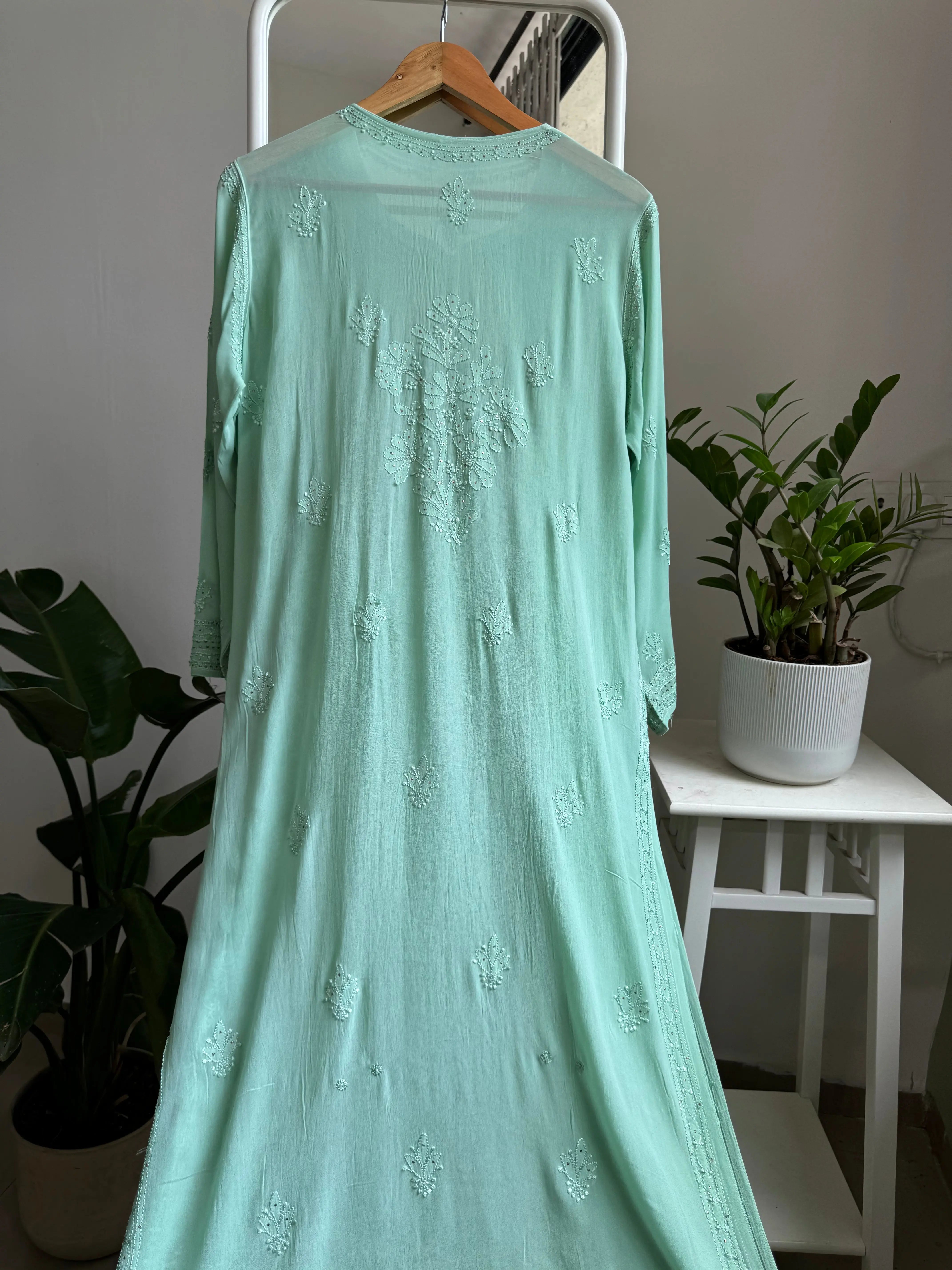 Viscose Kurti with Mukaish Work - Green ARIAA CHIKANKARI 