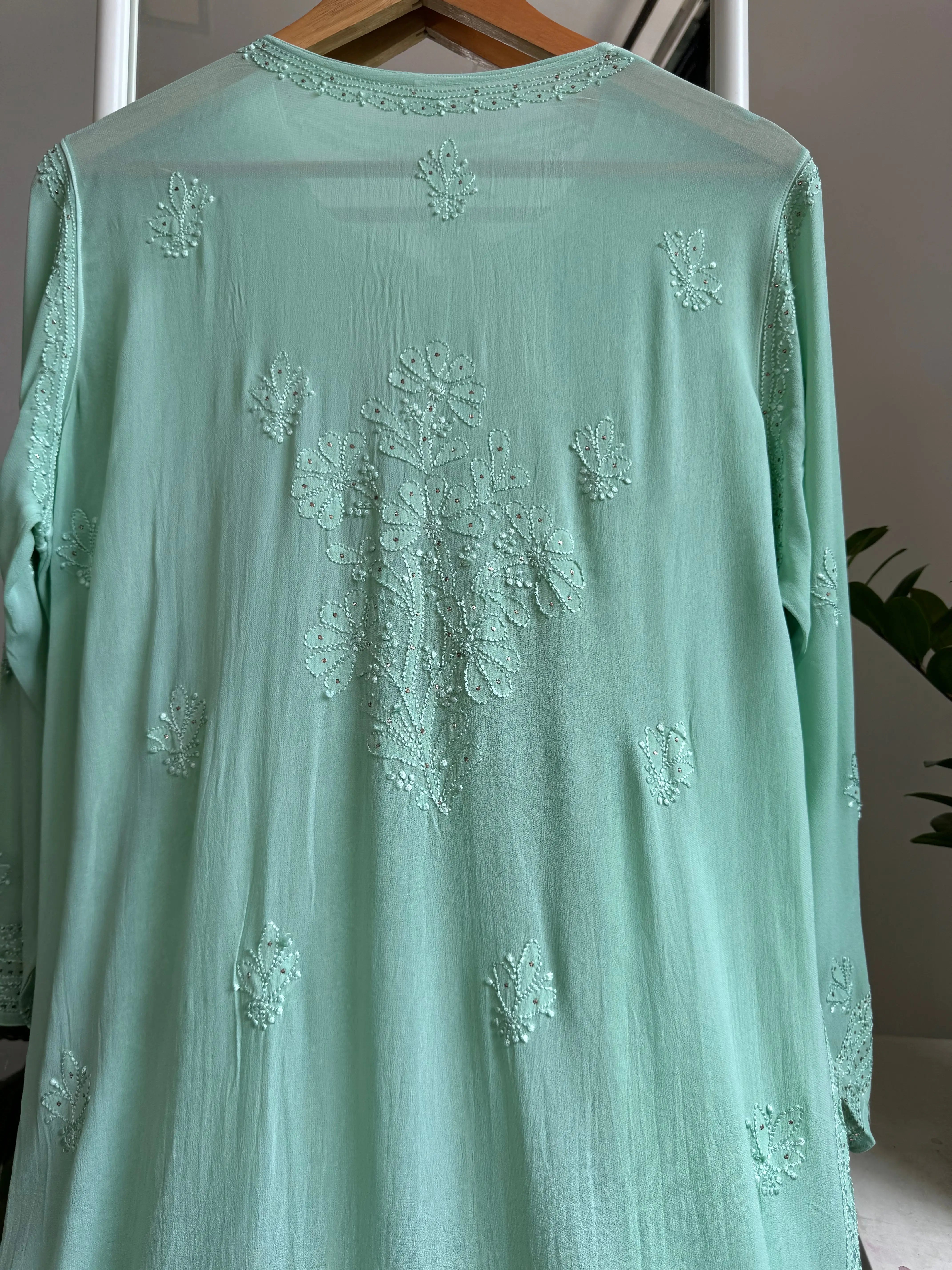 Viscose Kurti with Mukaish Work - Green ARIAA CHIKANKARI 