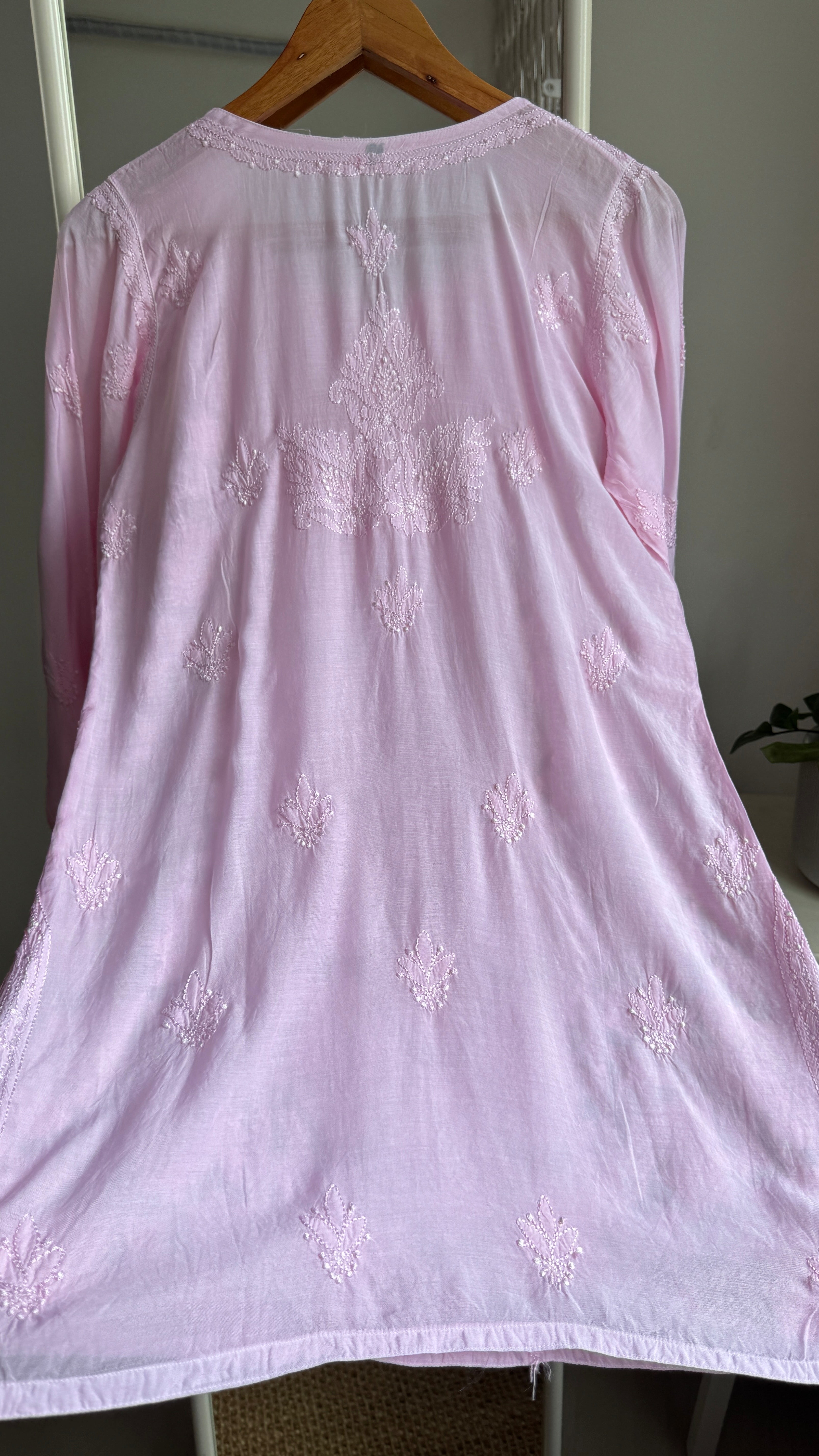 Chikankari Muslin short Top in Pink - HOOR Collection