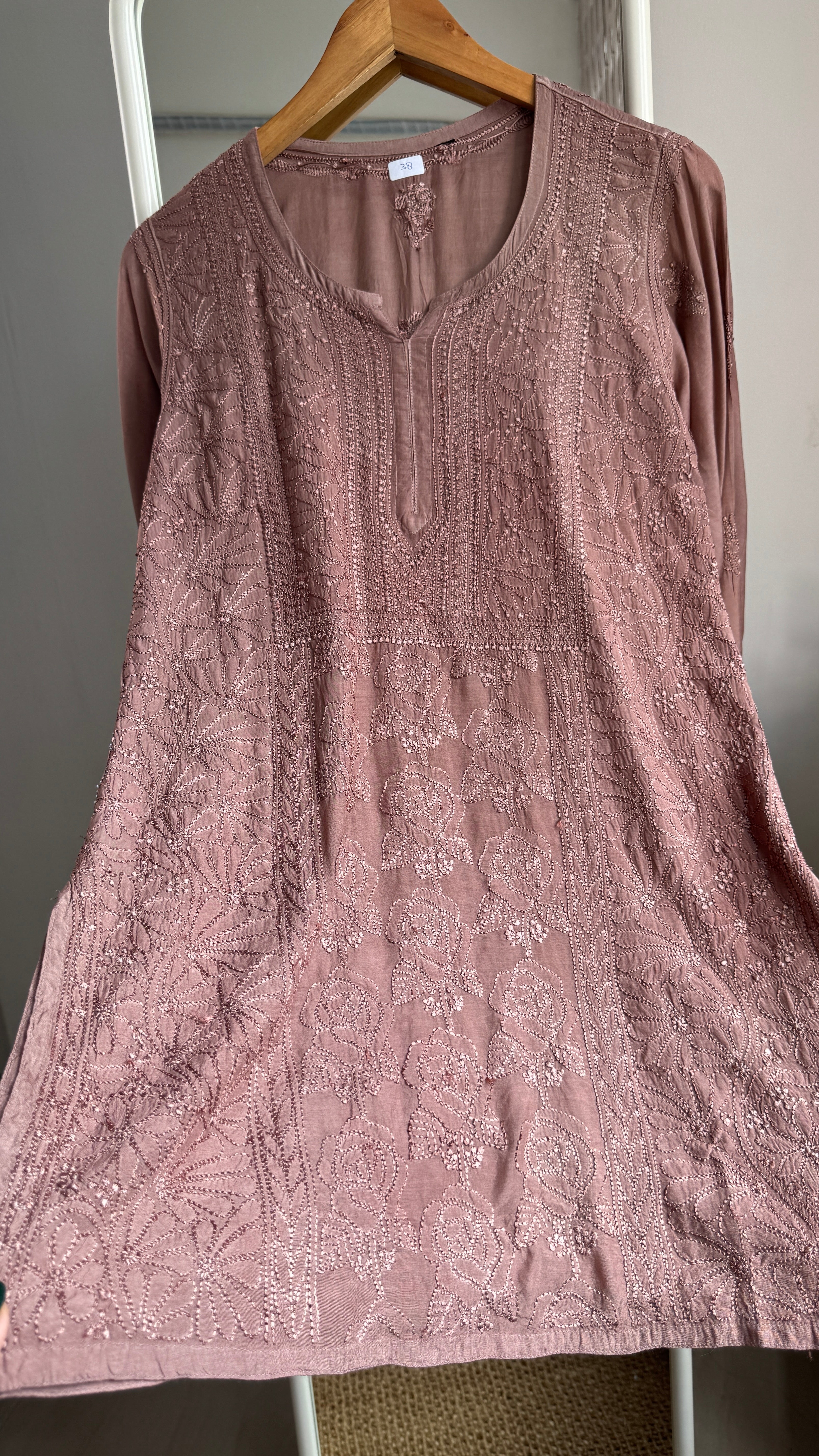 Chikankari Muslin short Top in Dusky Rose - HOOR Collection