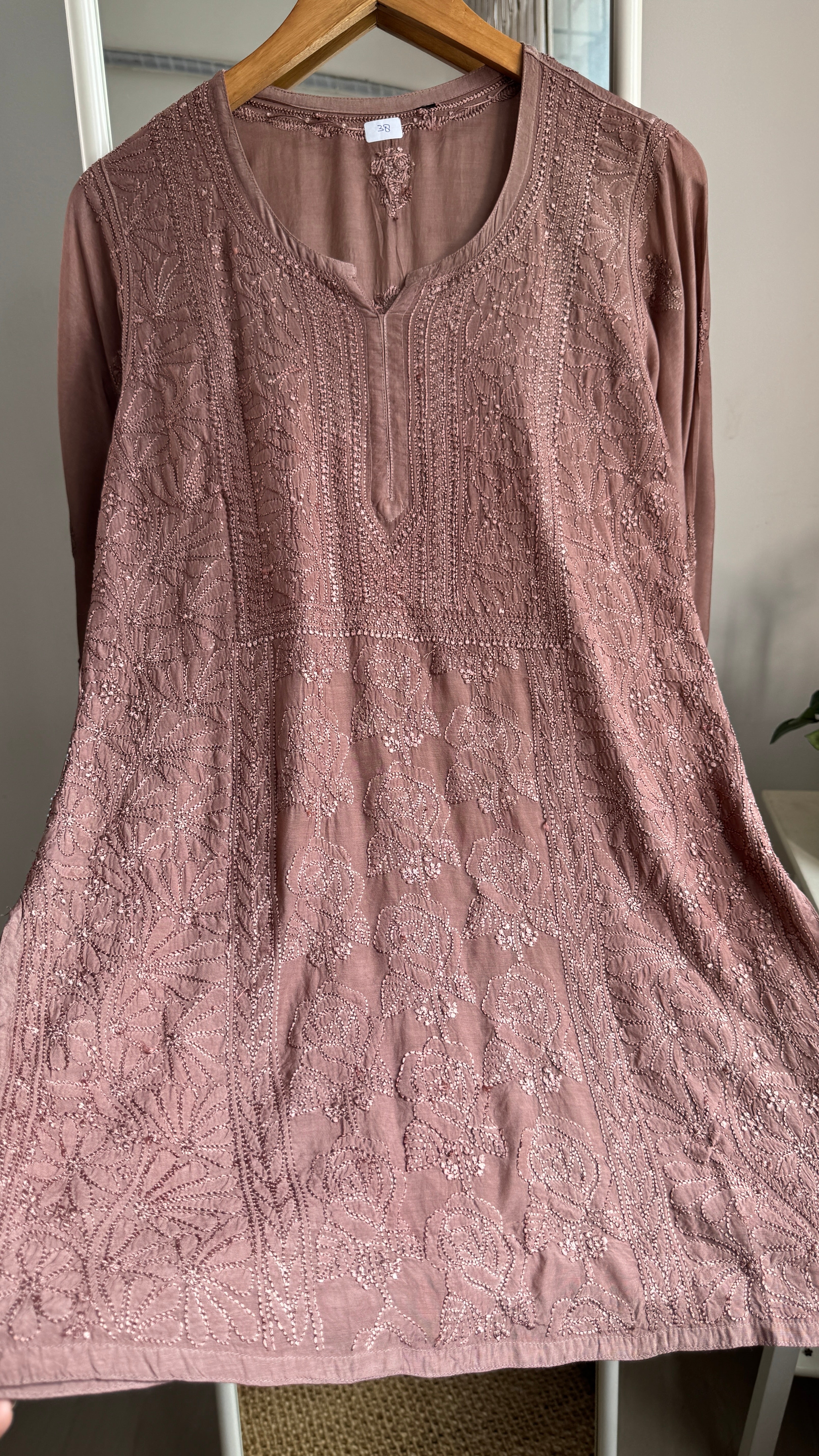 Chikankari Muslin short Top in Dusky Rose - HOOR Collection