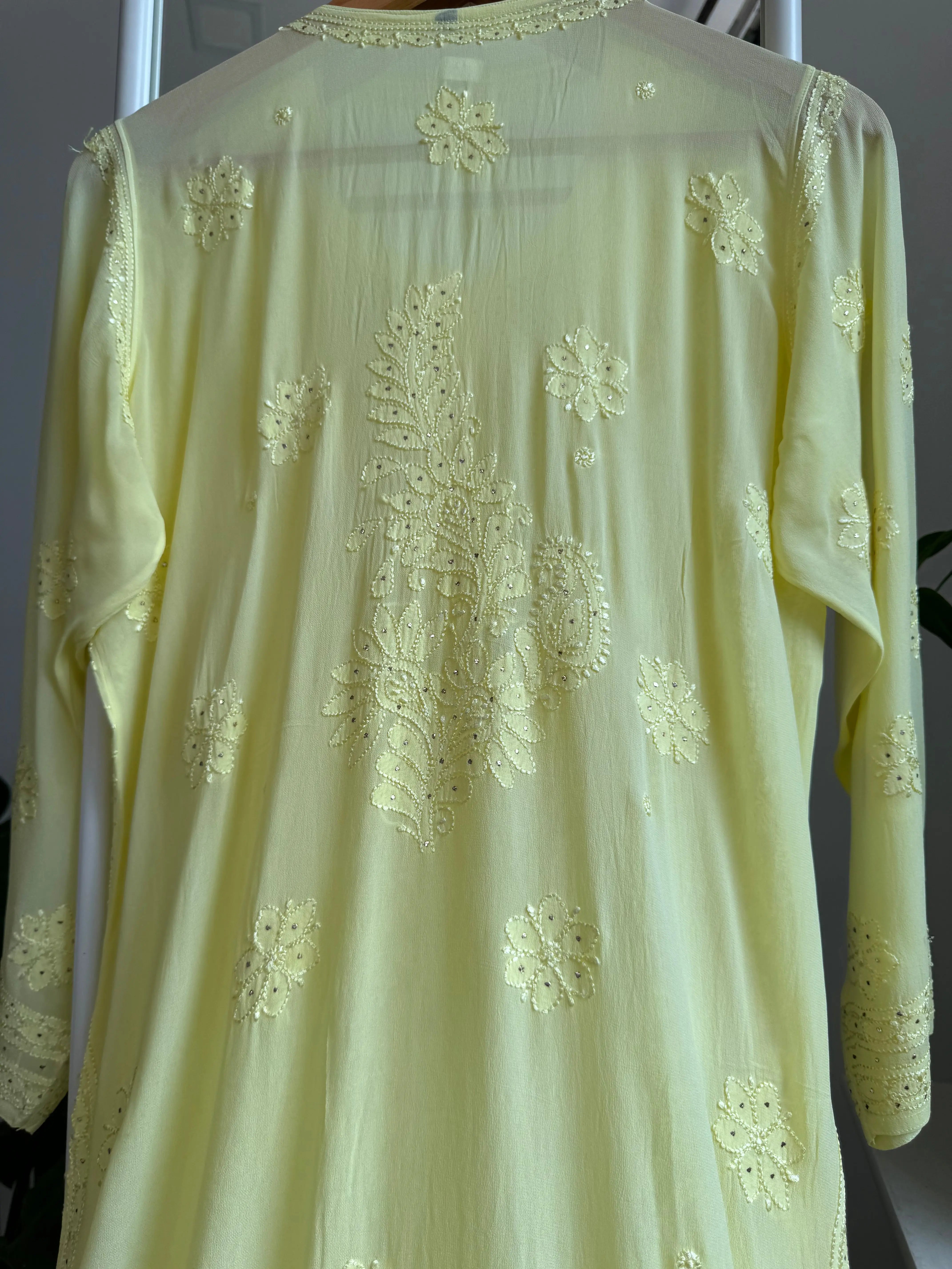 Viscose Kurti with Mukaish Work - Lemon Yellow ARIAA CHIKANKARI 