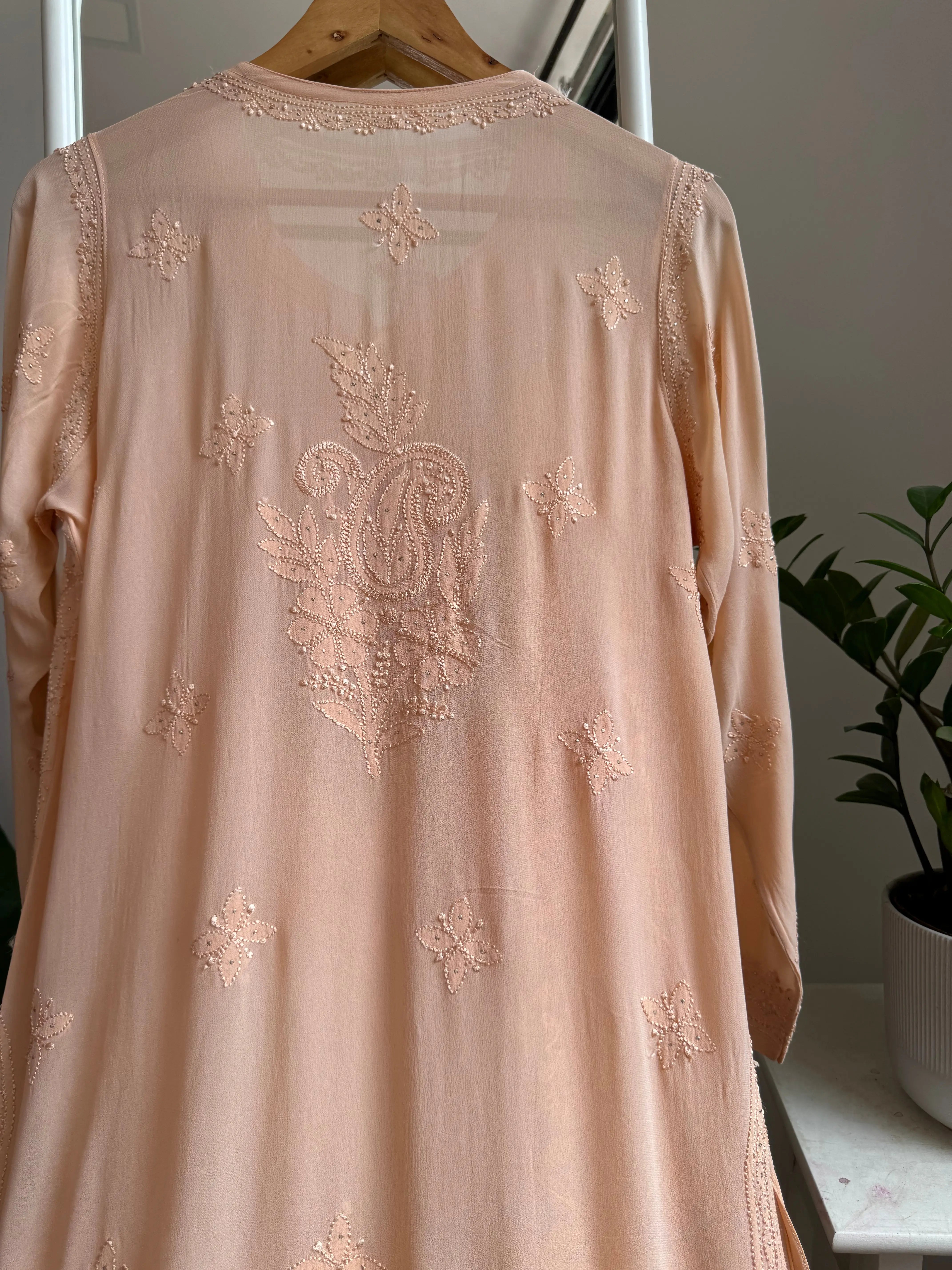 Viscose Kurti with Mukaish Work - Beige ARIAA CHIKANKARI 