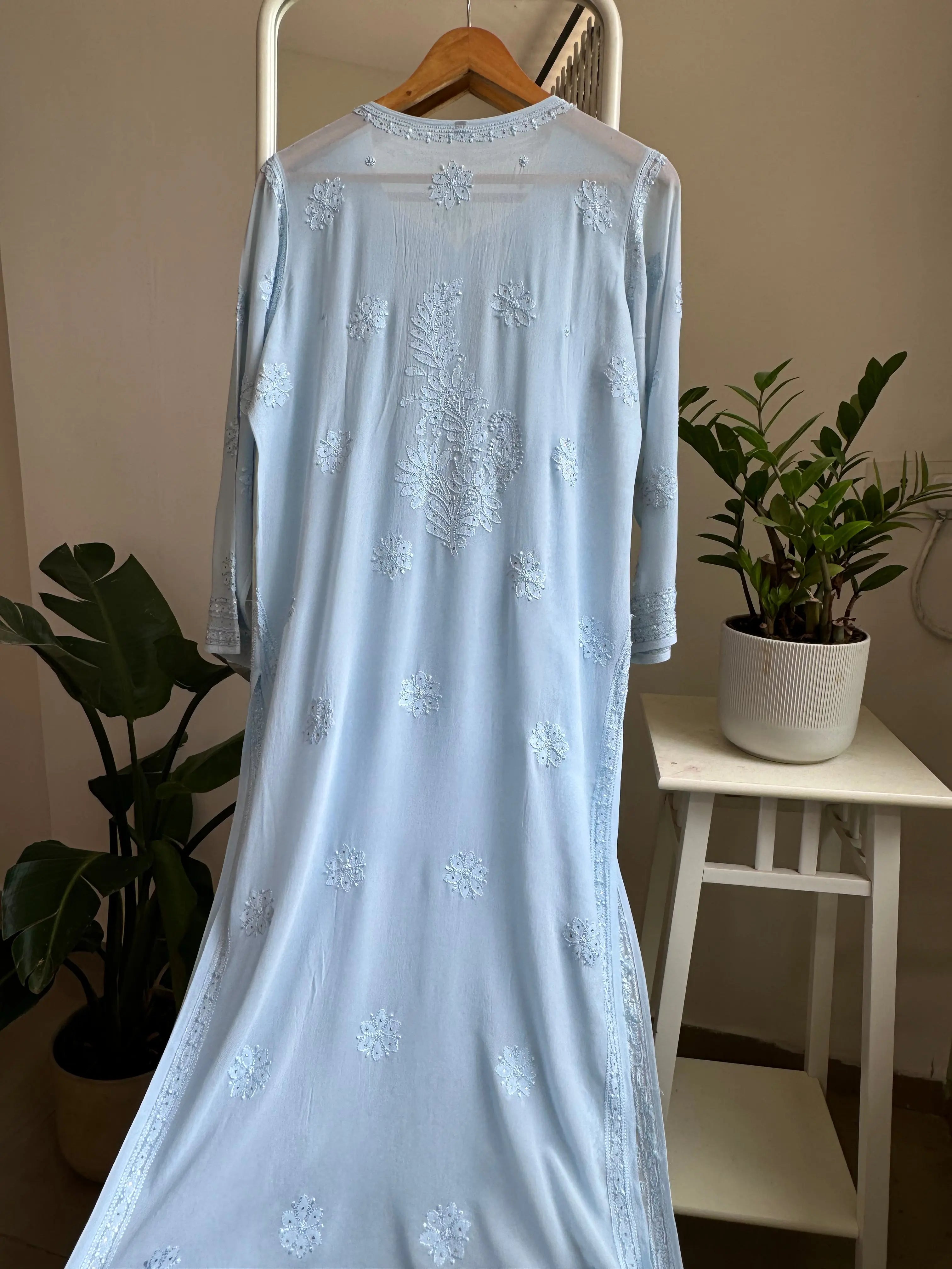 Viscose Kurti with Mukaish Work - Baby Blue ARIAA CHIKANKARI 