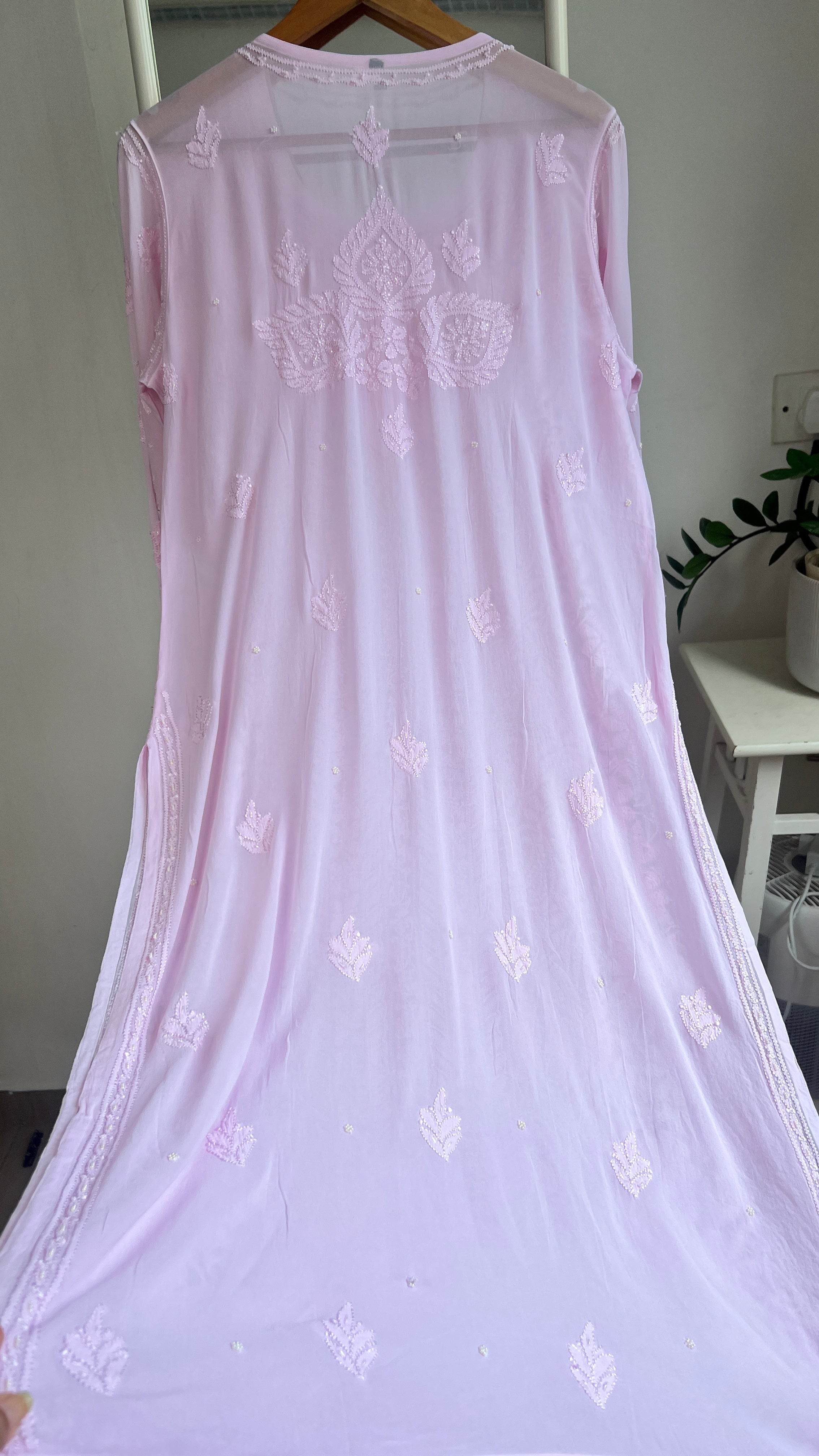 Viscose Kurti with Pearl  Work - Pink