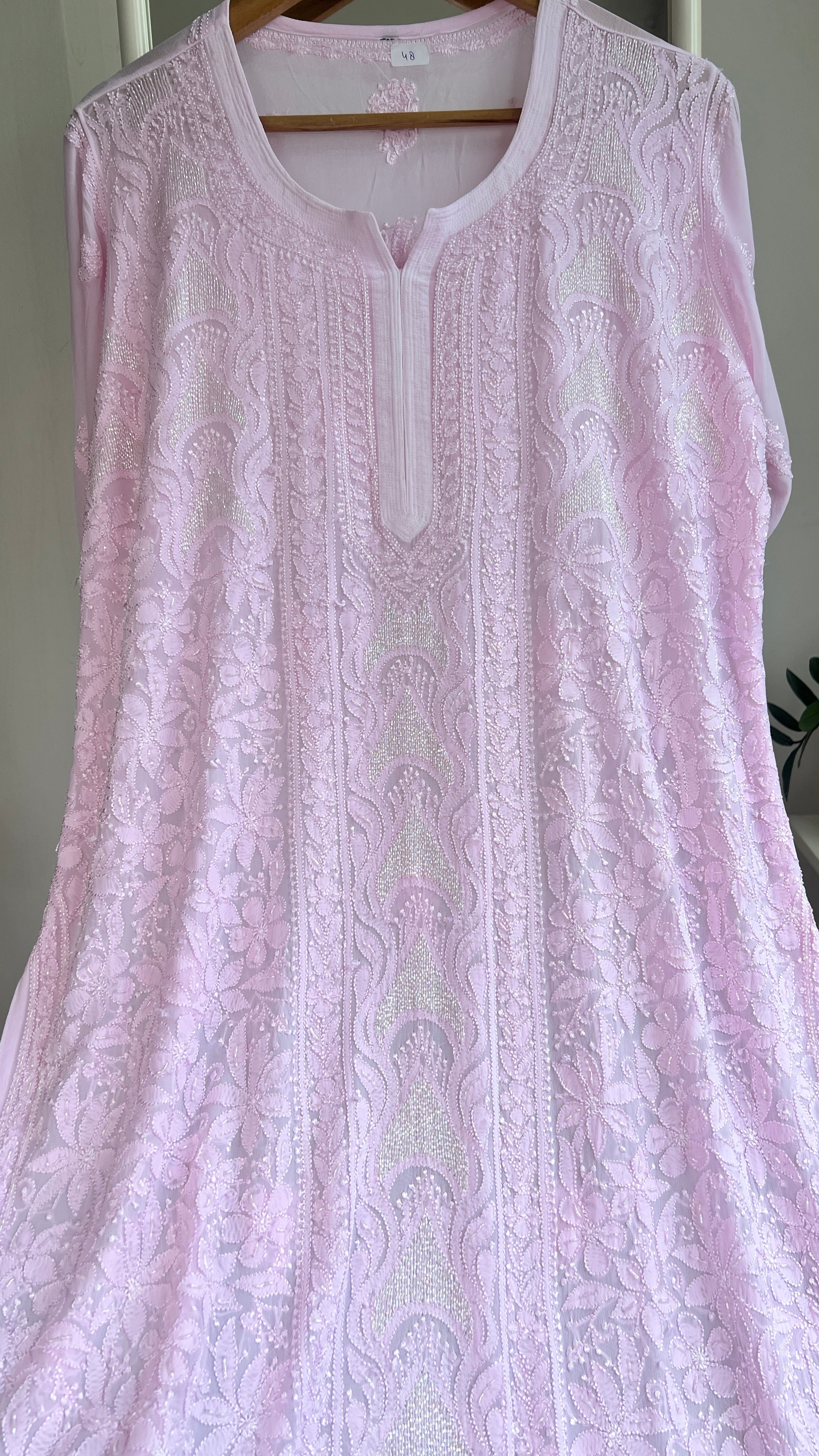 Viscose Kurti with Pearl  Work - Pink