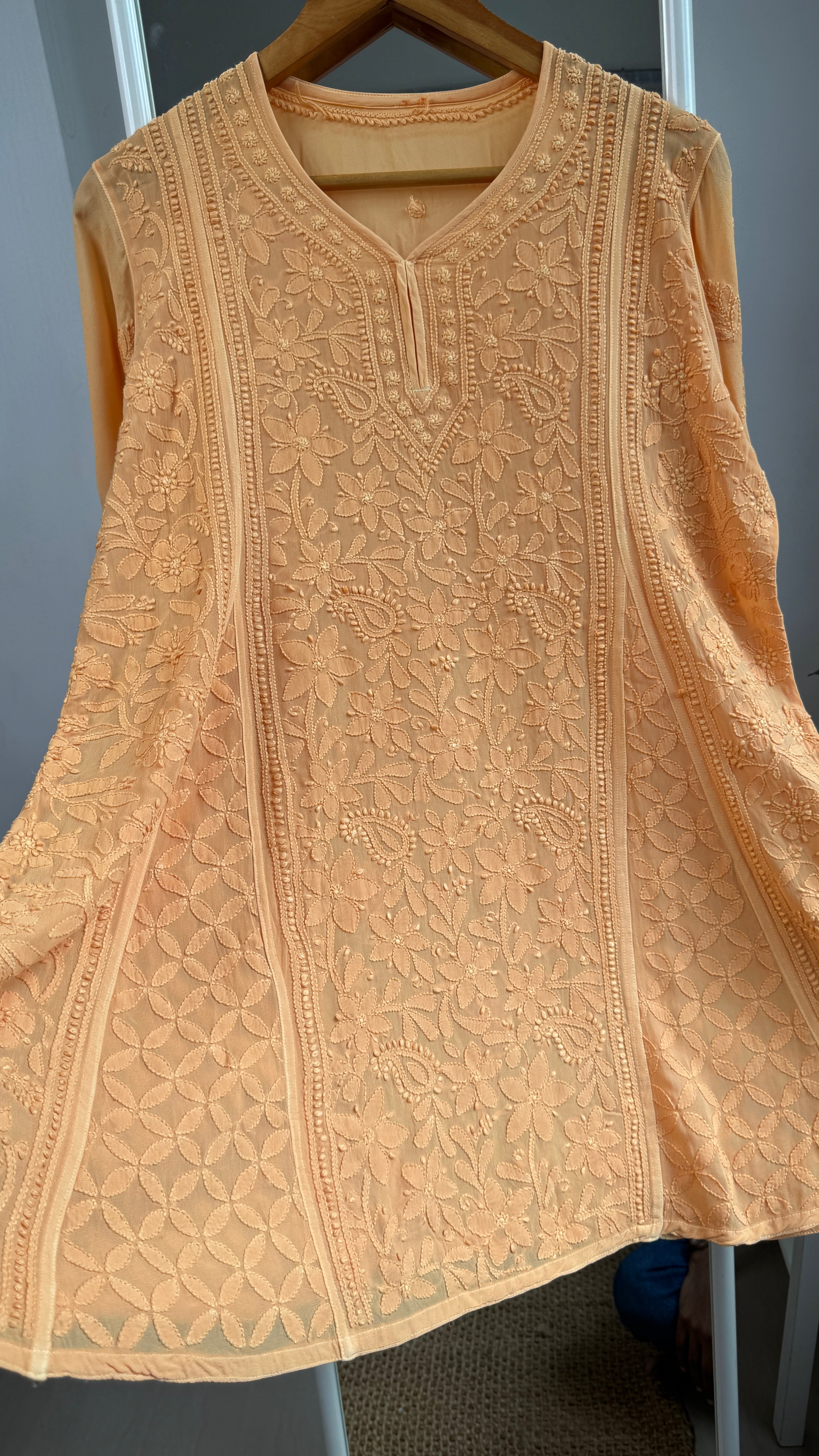 Viscose Chikankari Short Anarkali - Honey - Sahar Collection