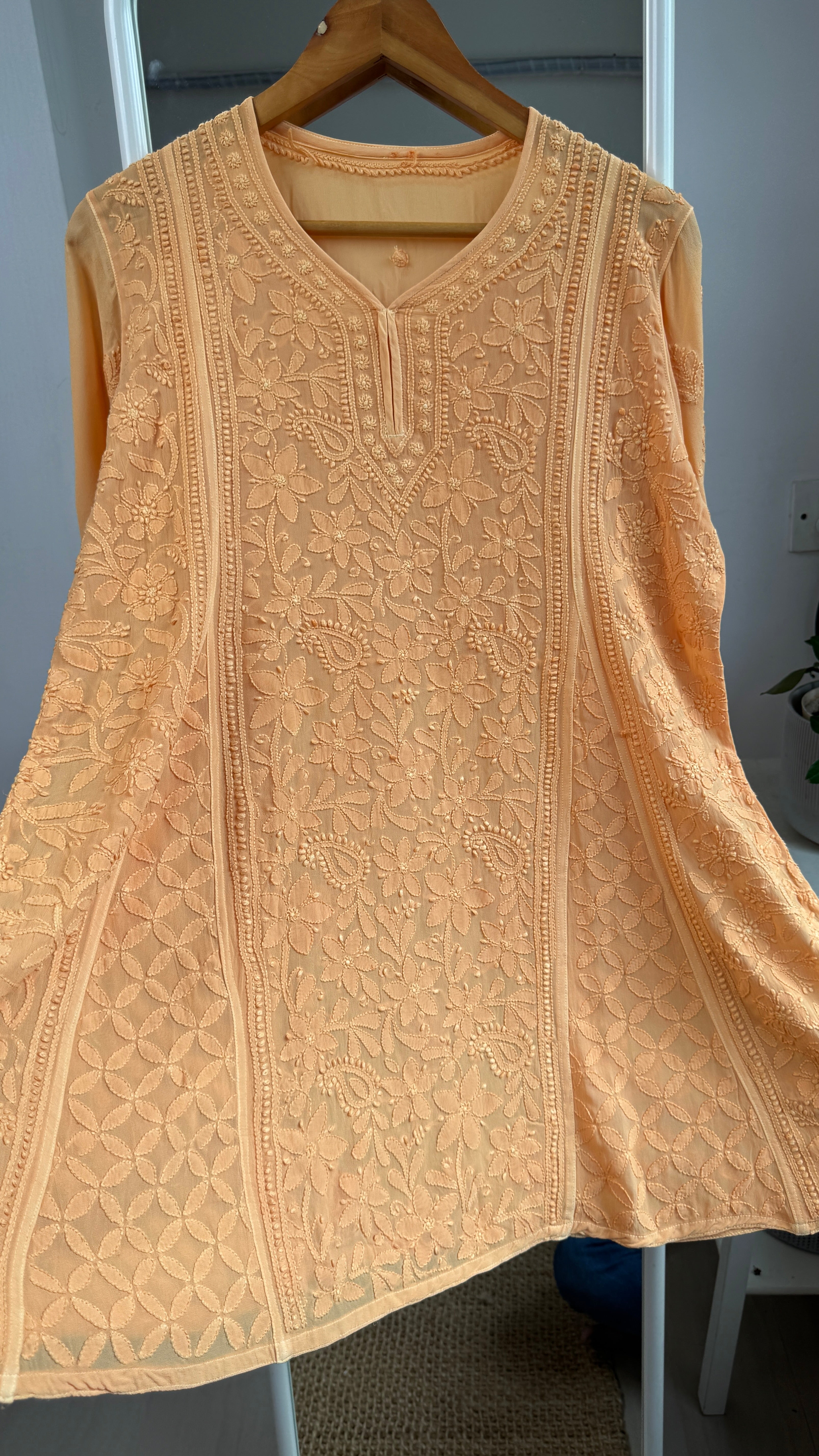 Viscose Chikankari Short Anarkali - Honey - Sahar Collection