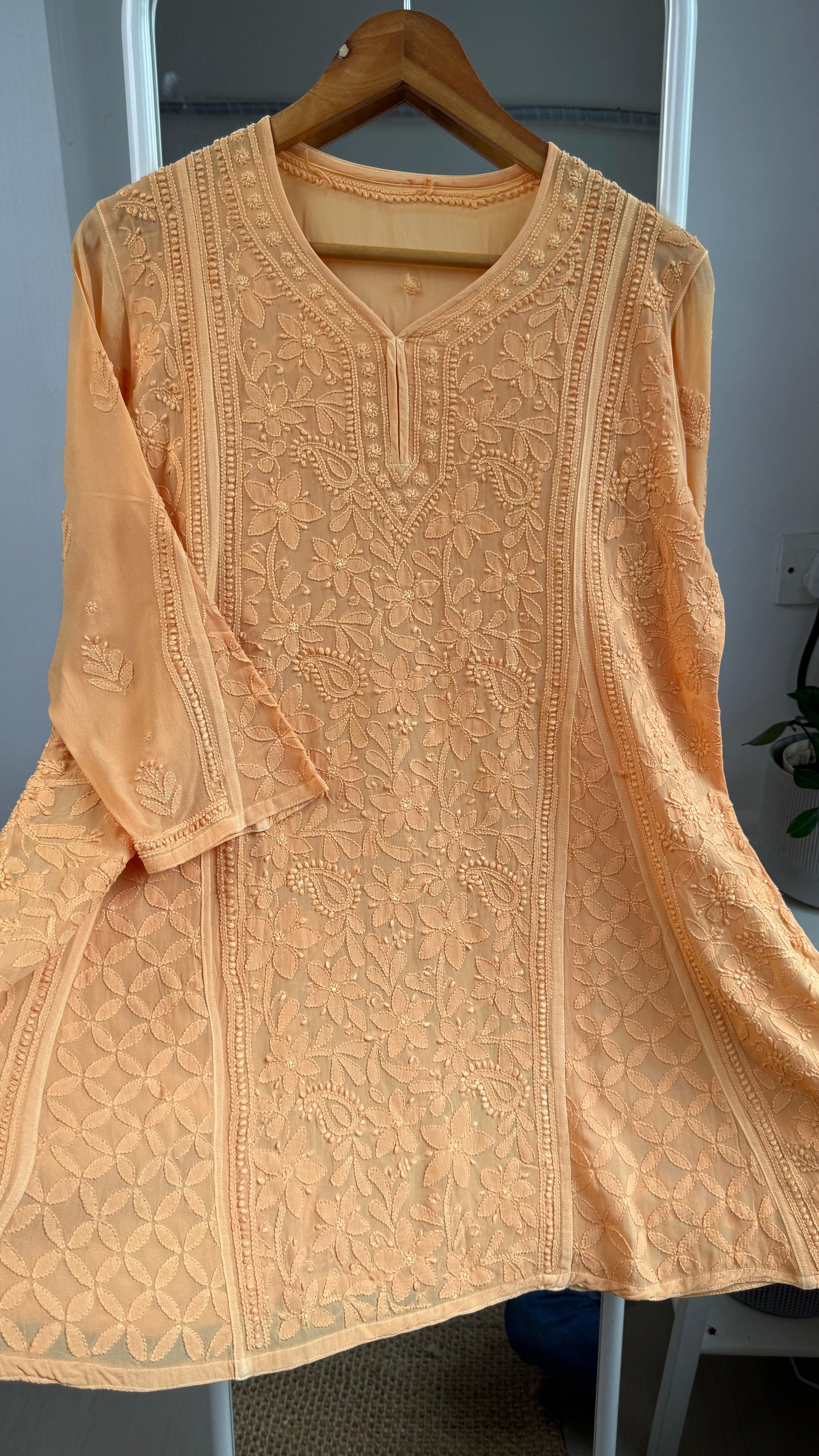 Viscose Chikankari Short Anarkali - Honey - Sahar Collection