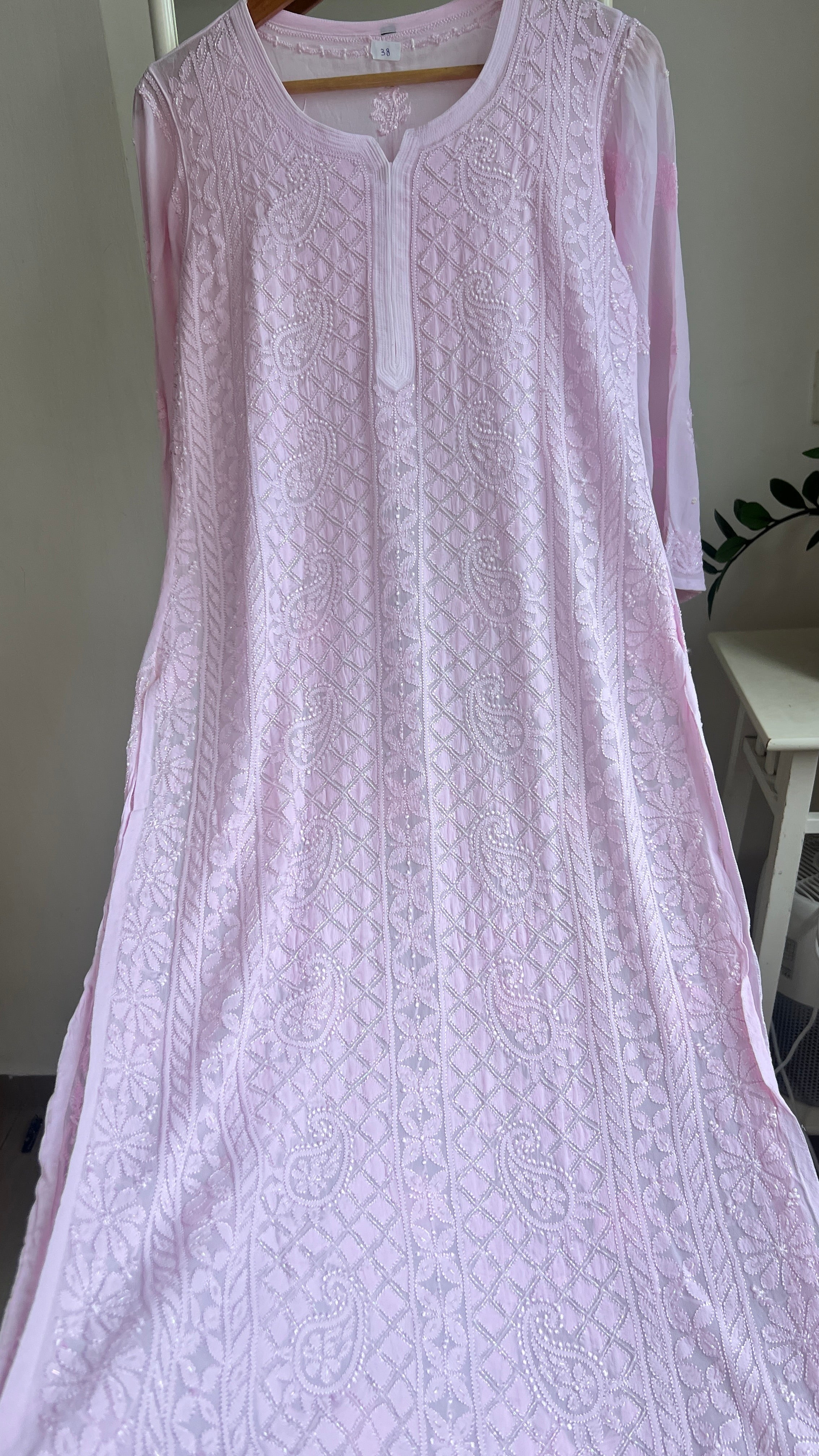 Viscose Kurti with Pearl  Work - Pink