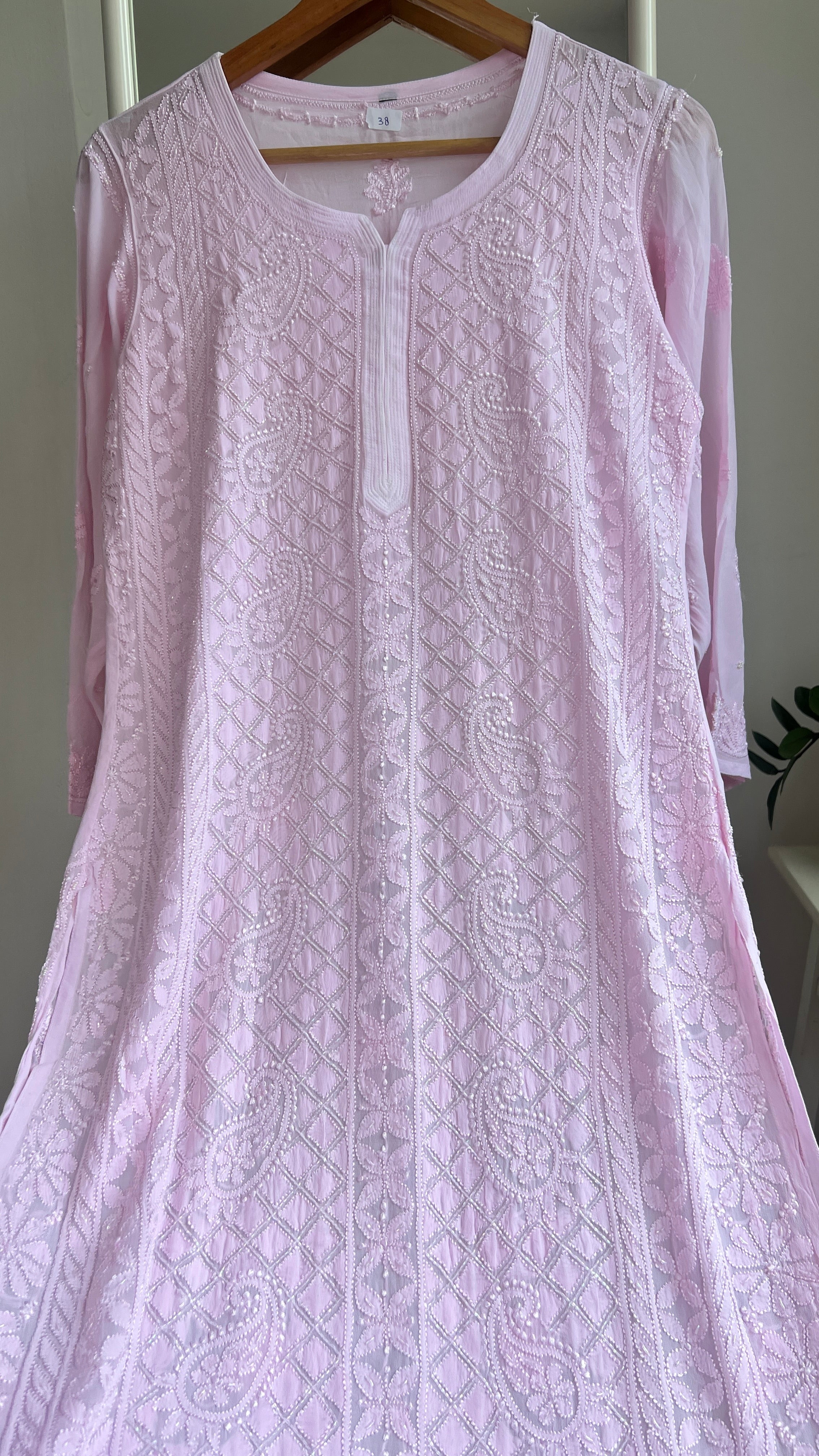 Viscose Kurti with Pearl  Work - Pink