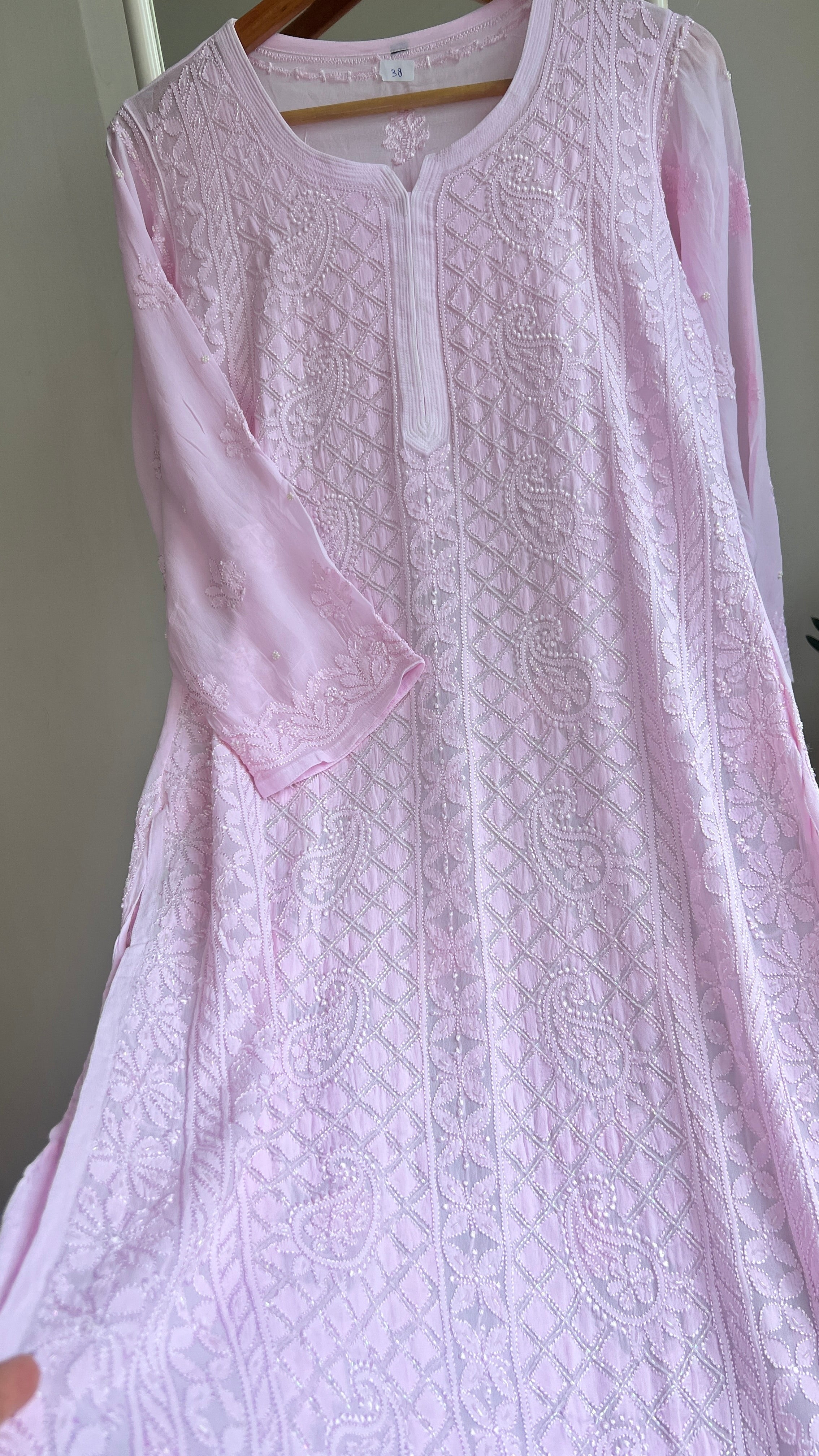 Viscose Kurti with Pearl  Work - Pink