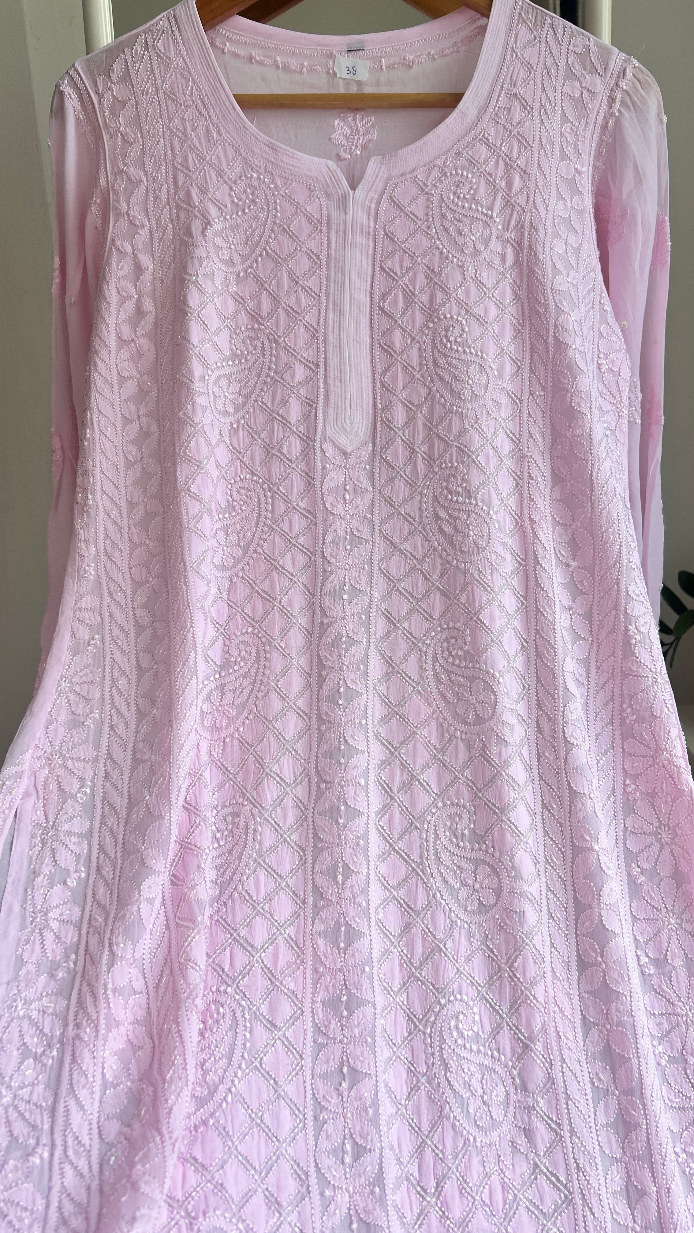 Viscose Kurti with Pearl  Work - Pink