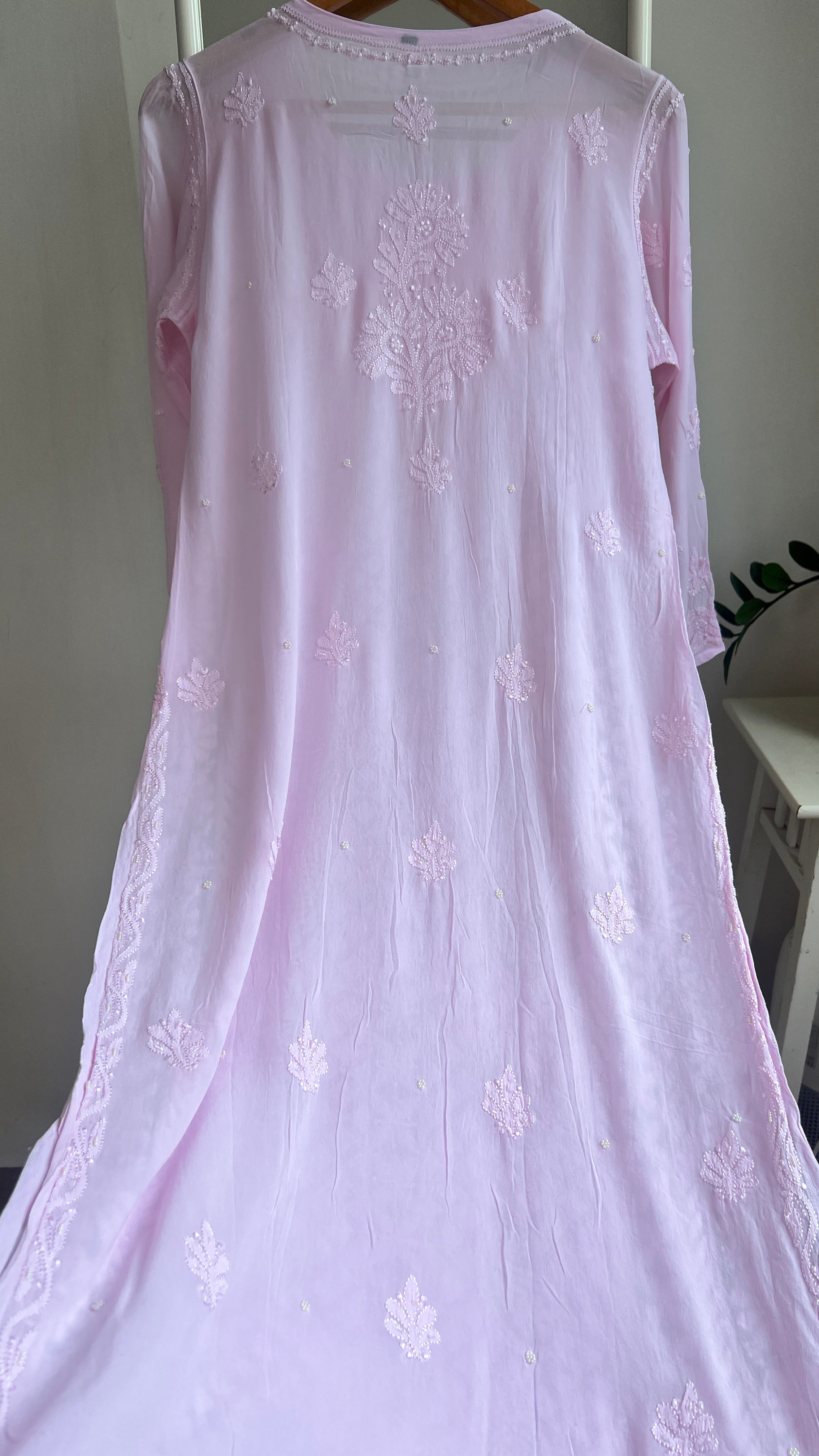 Viscose Kurti with Pearl  Work - Pink