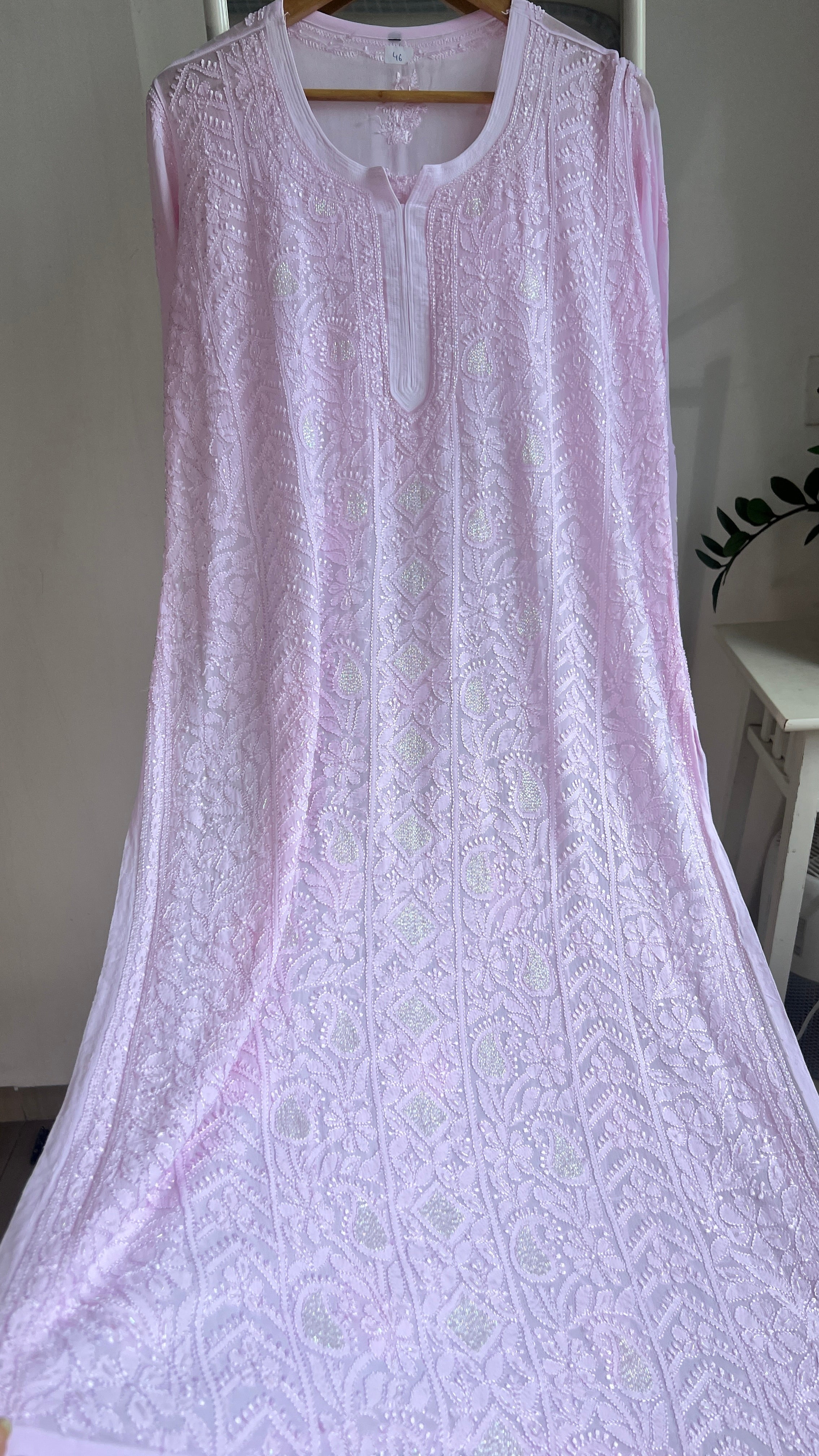 Viscose Kurti with Pearl  Work - Pink