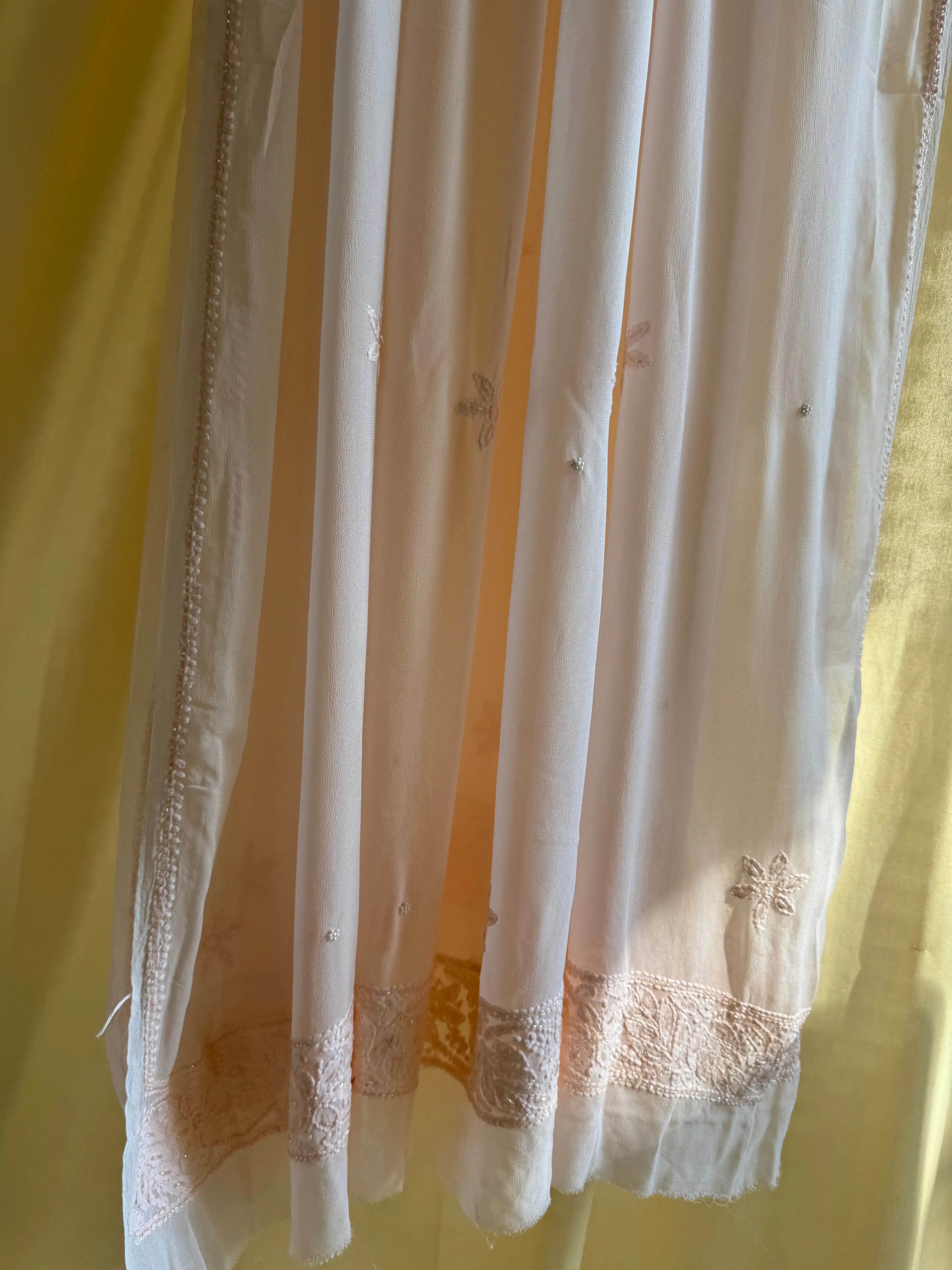 Viscose Anarkali - Semi Stitched - Pearl Work - Peach ARIAA CHIKANKARI 