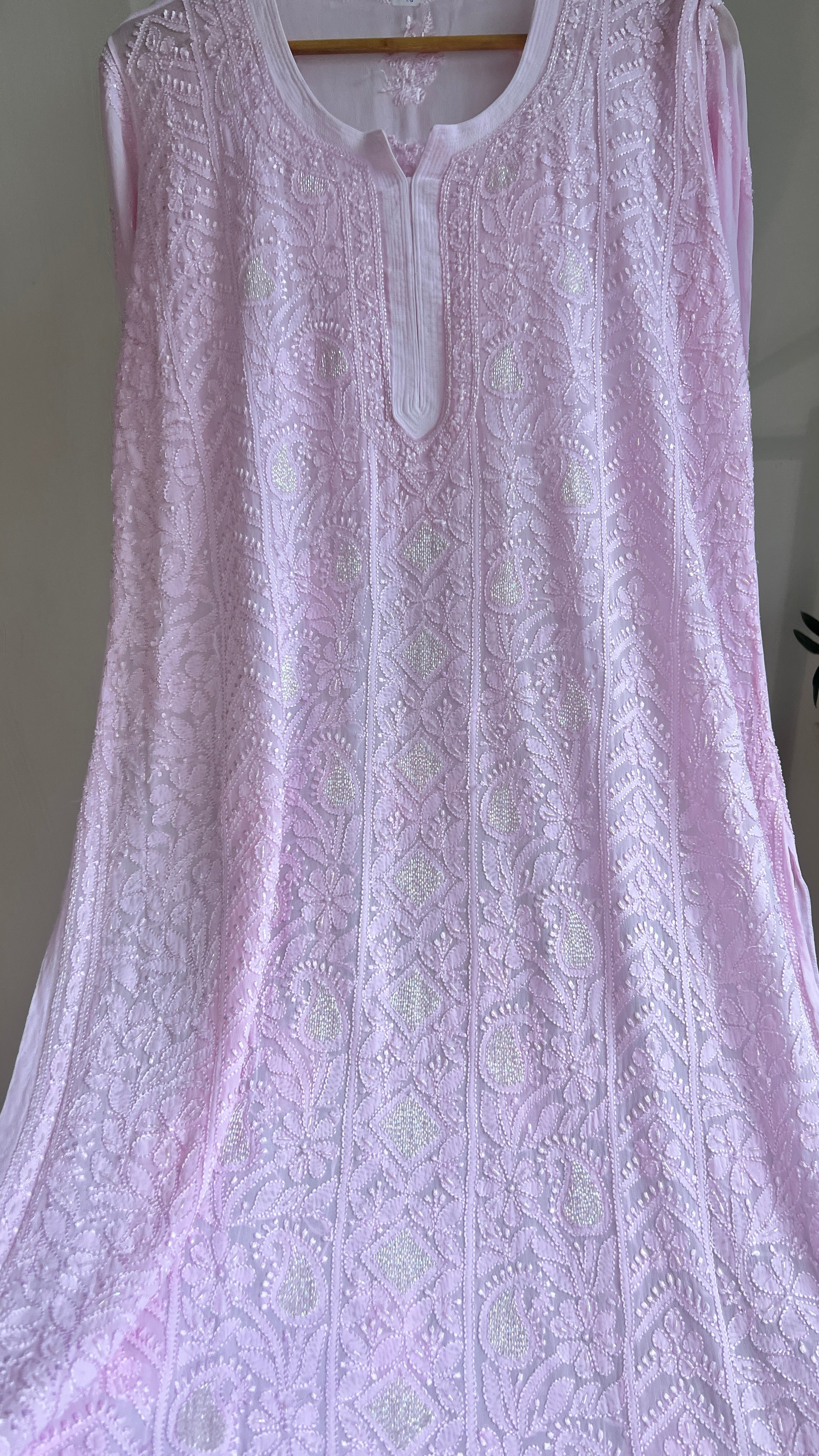 Viscose Kurti with Pearl  Work - Pink