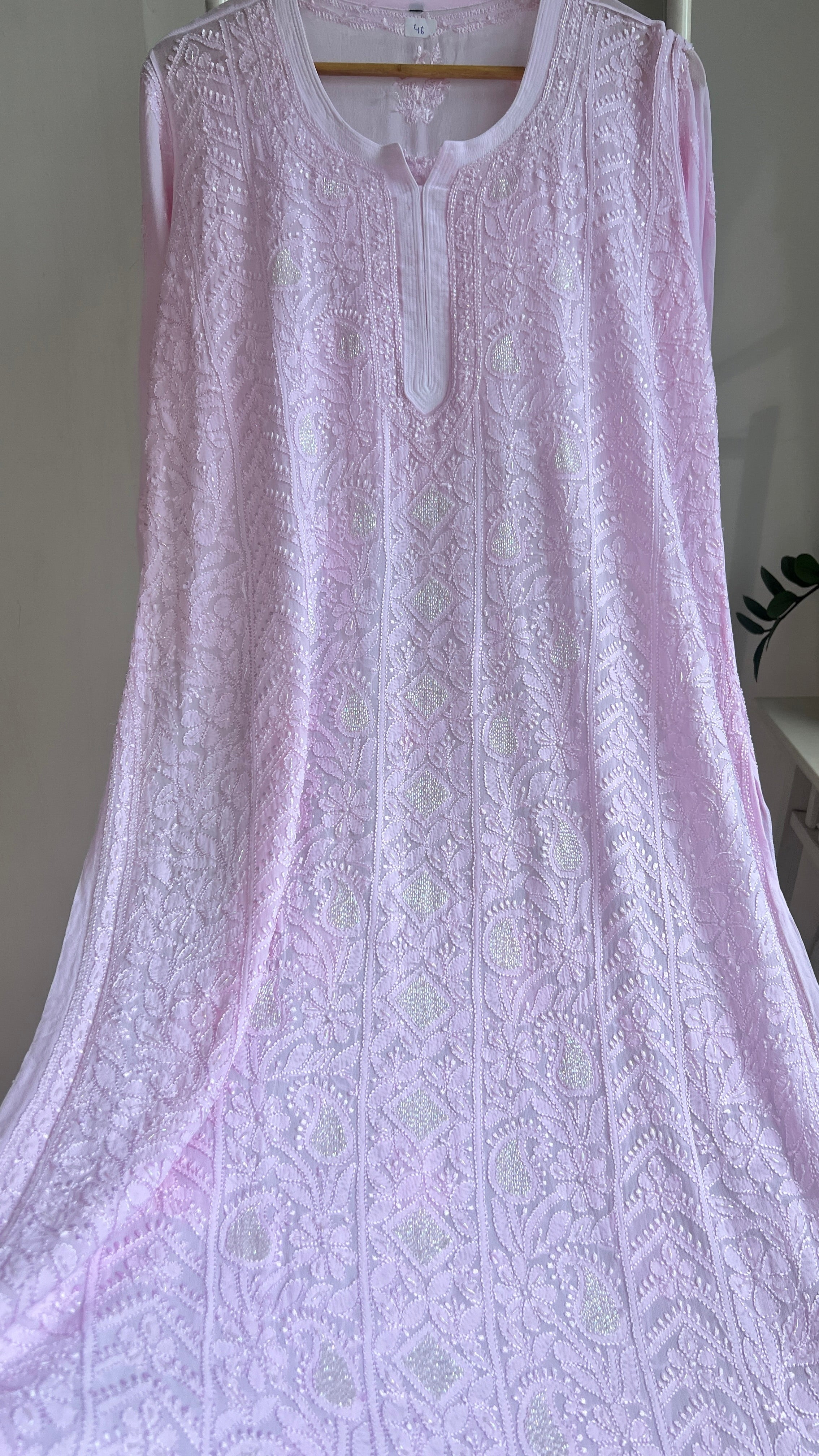 Viscose Kurti with Pearl  Work - Pink