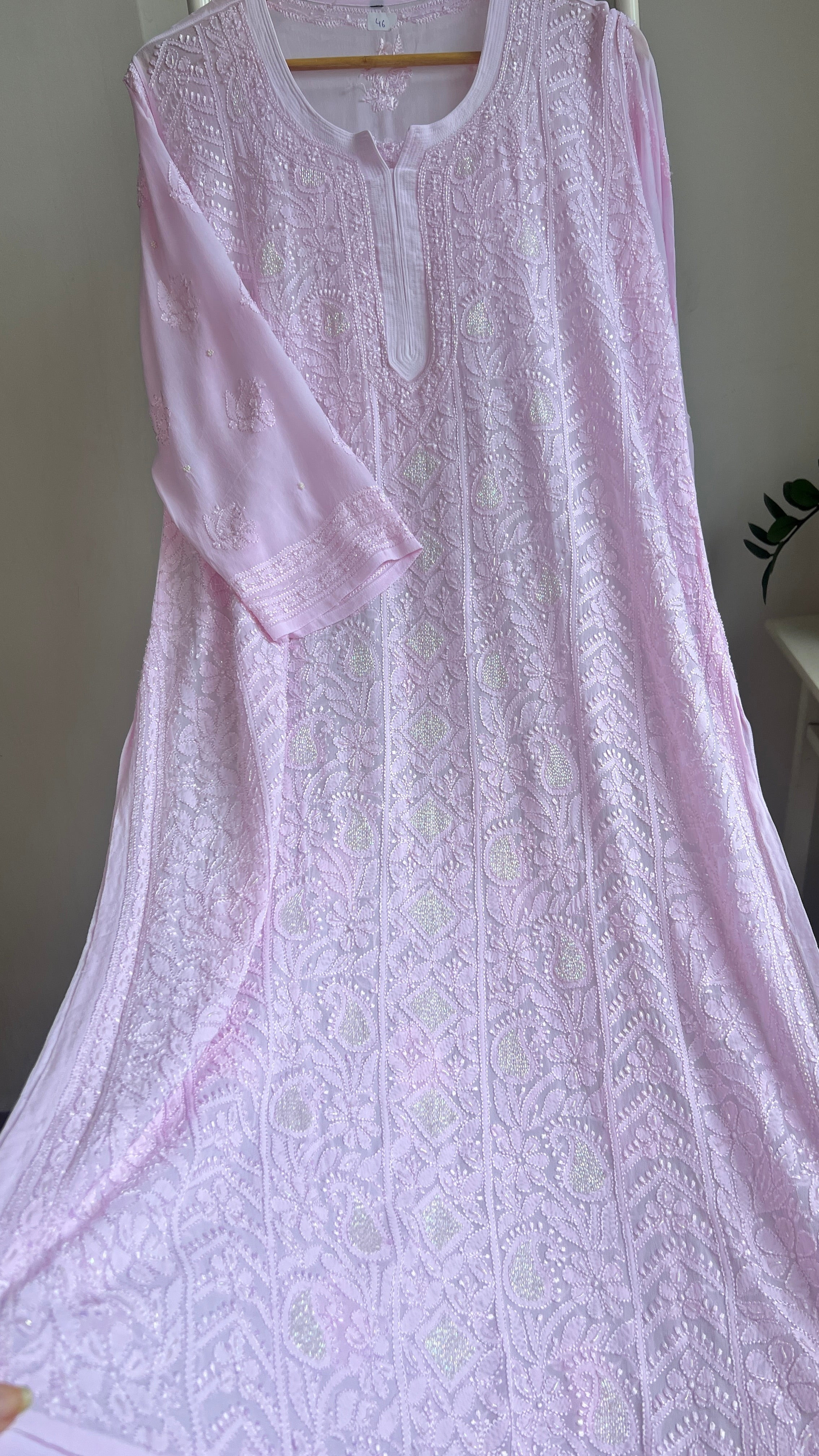 Viscose Kurti with Pearl  Work - Pink