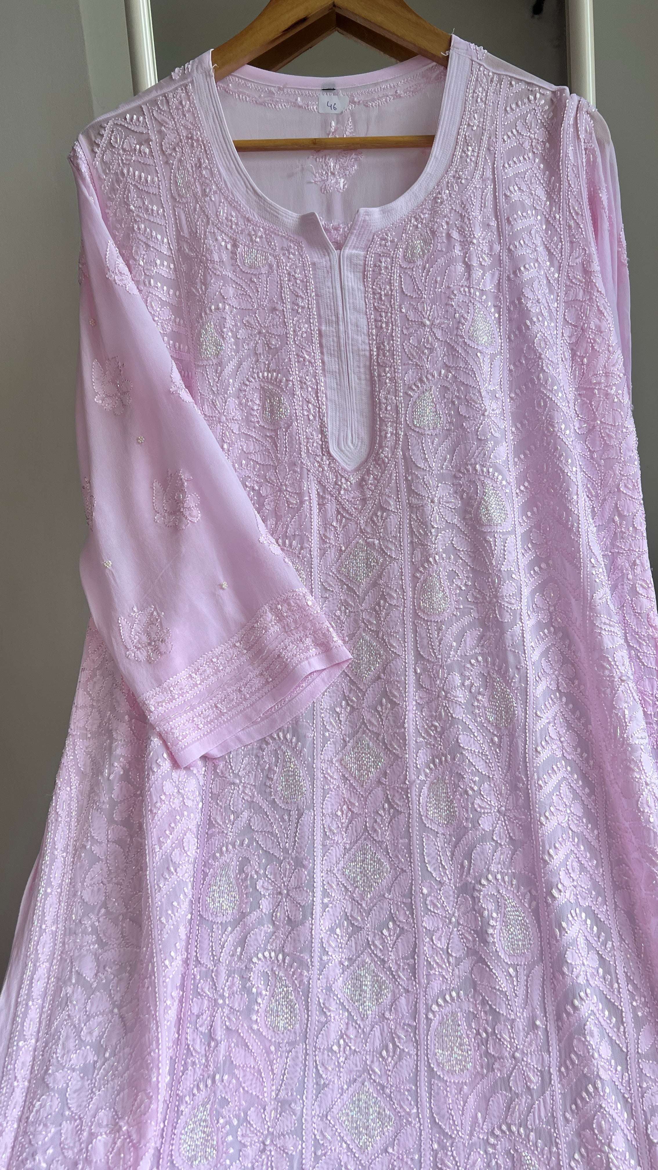 Viscose Kurti with Pearl  Work - Pink