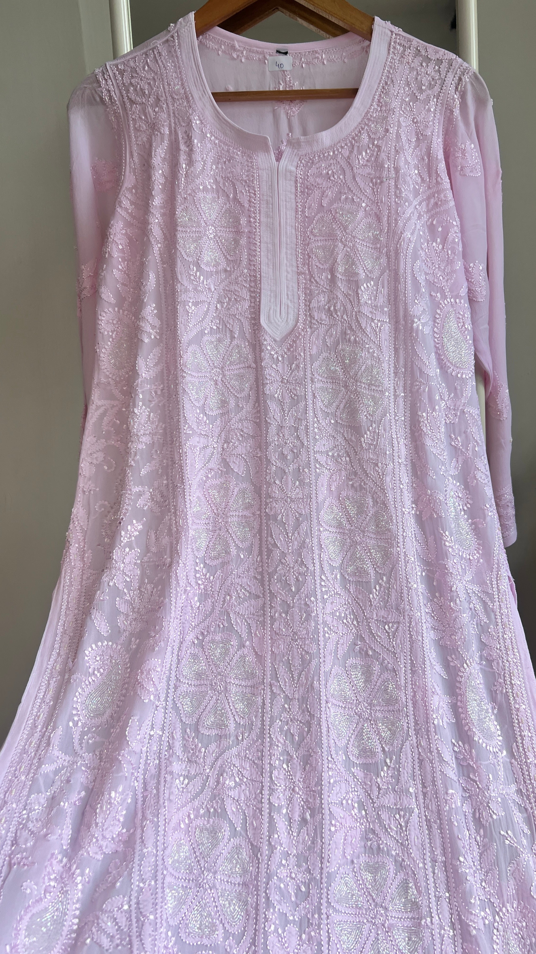 Viscose Kurti with Pearl  Work - Pink