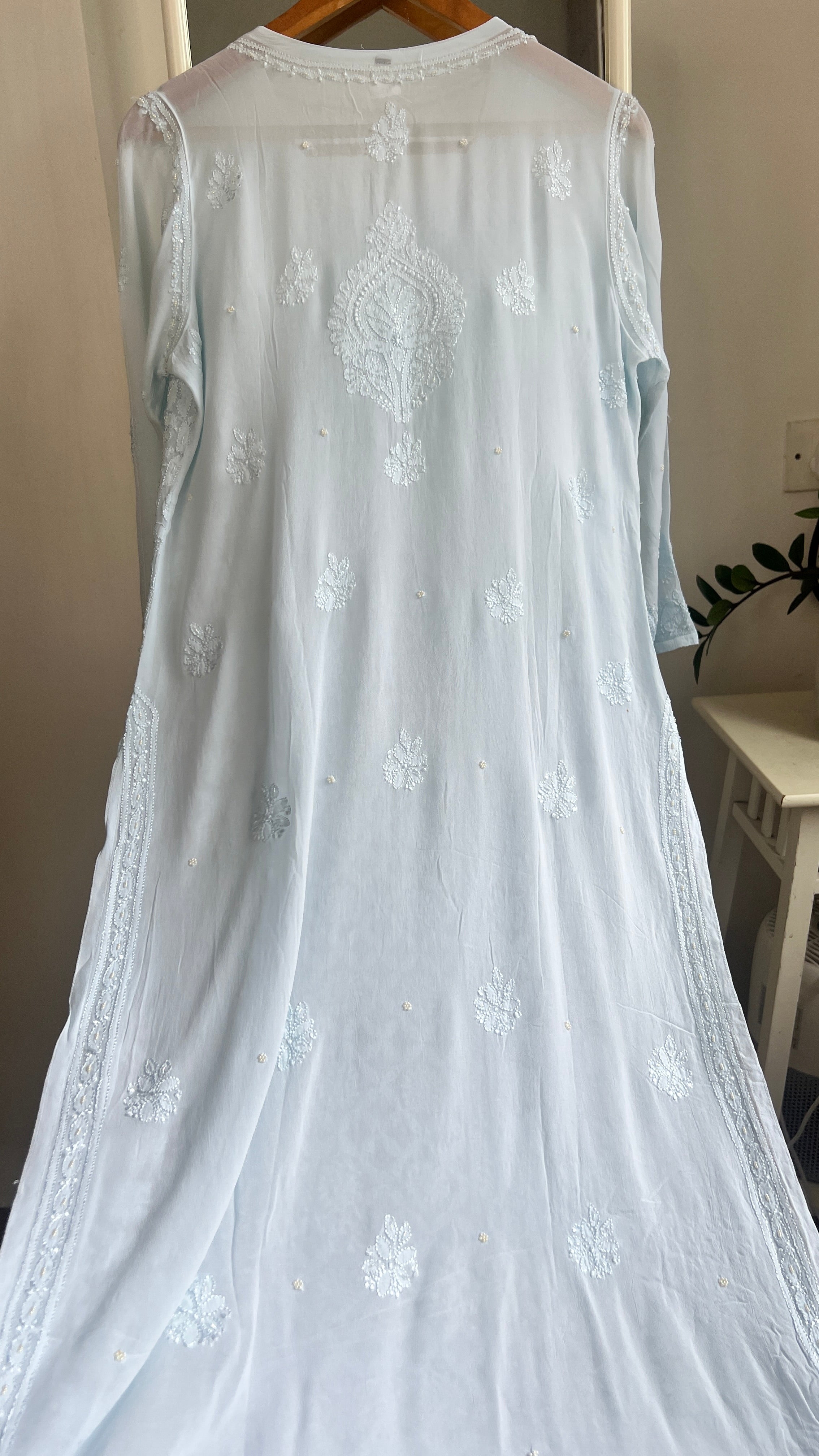 Viscose Kurti with Pearl  Work - Blue