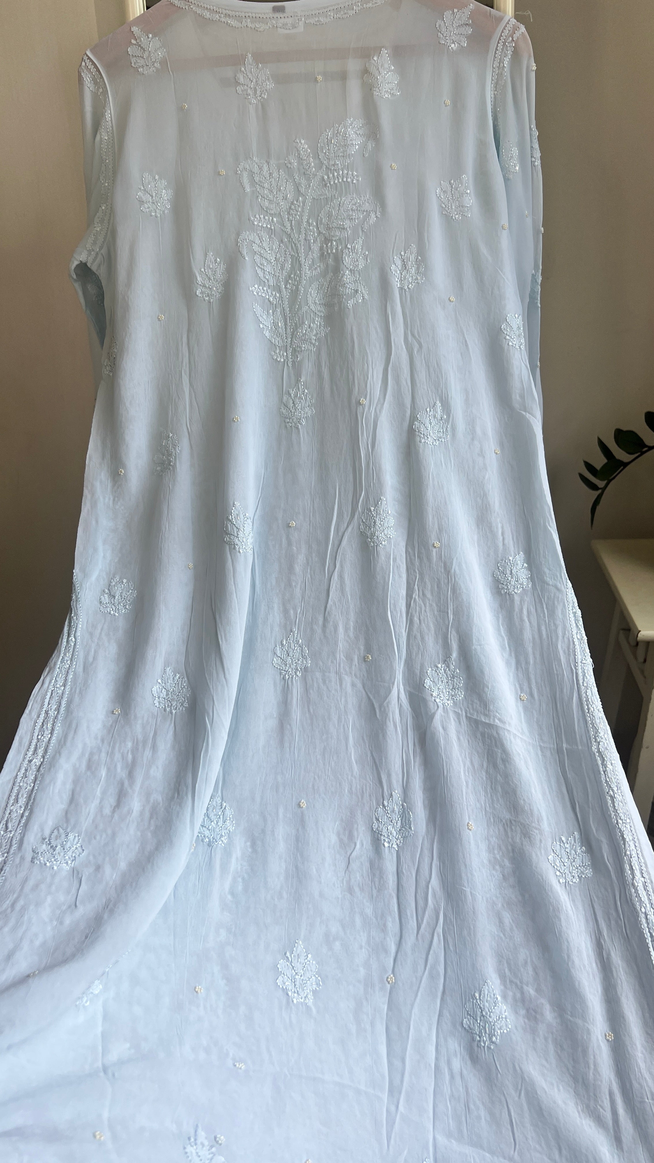 Viscose Kurti with Pearl  Work - Blue