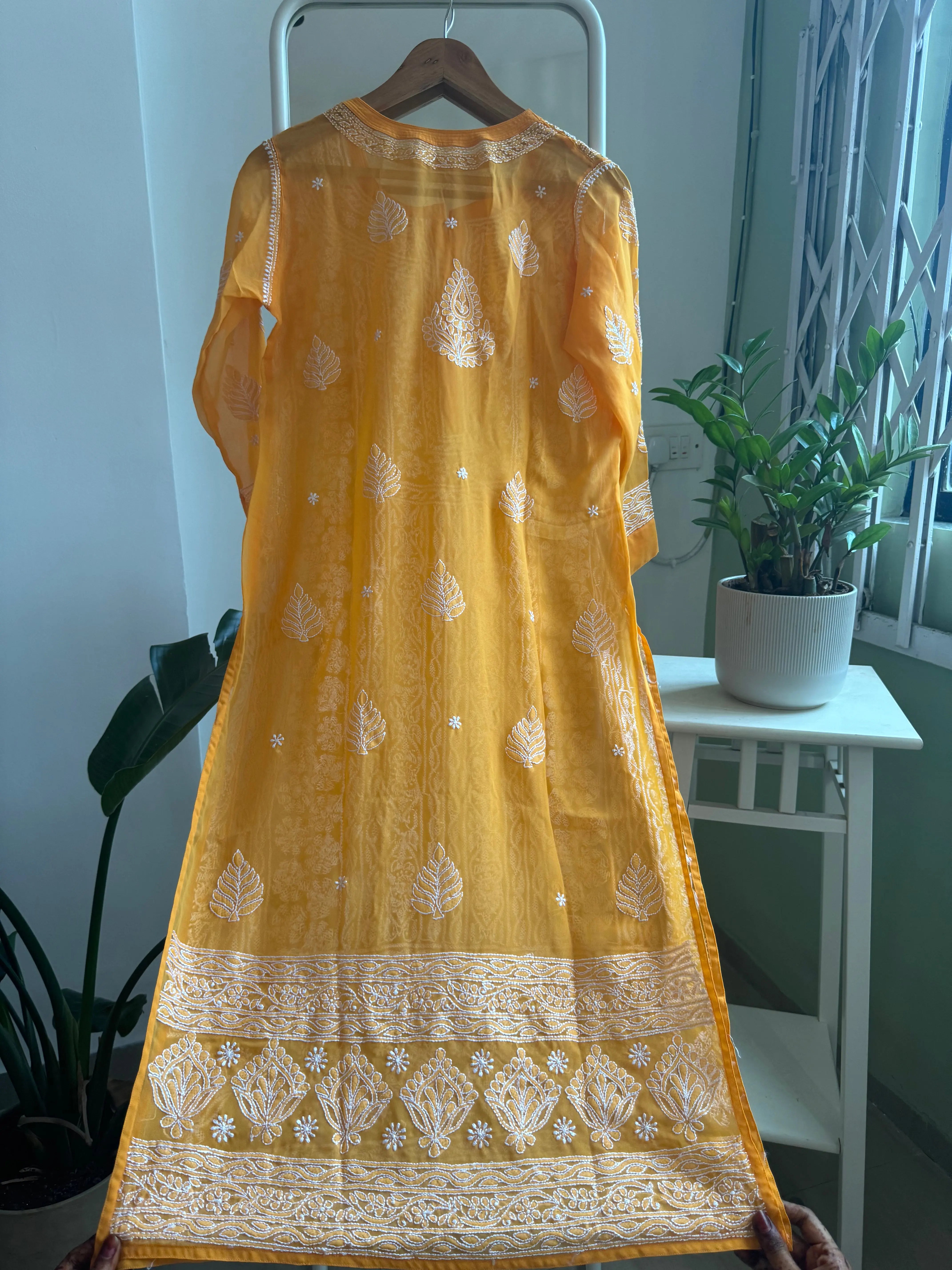 Chikankari Resham Jaal Kurti -  Orange ARIAA CHIKANKARI 