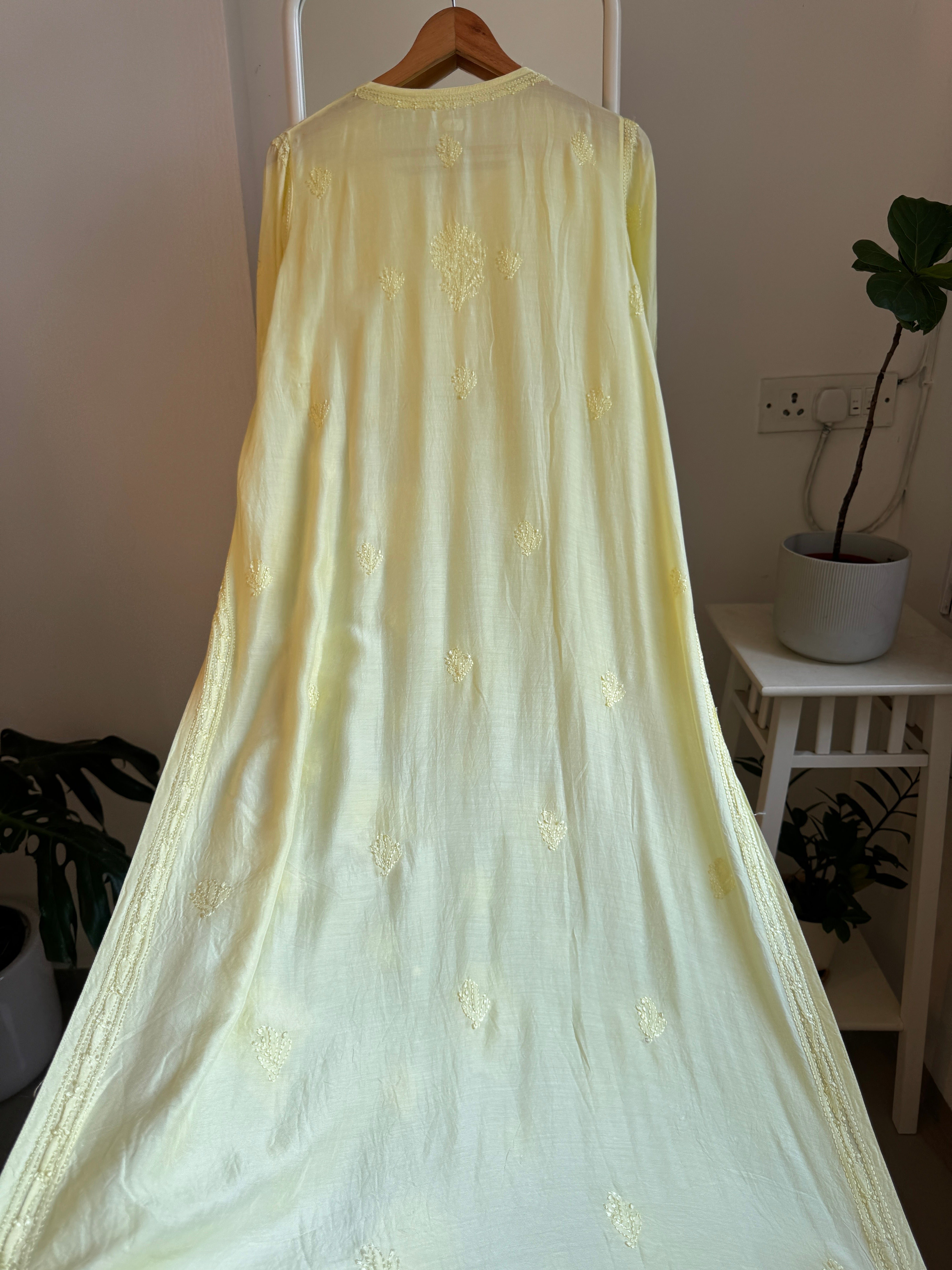Muslin Chikankari Kurti - Lemon Yellow ARIAA CHIKANKARI 