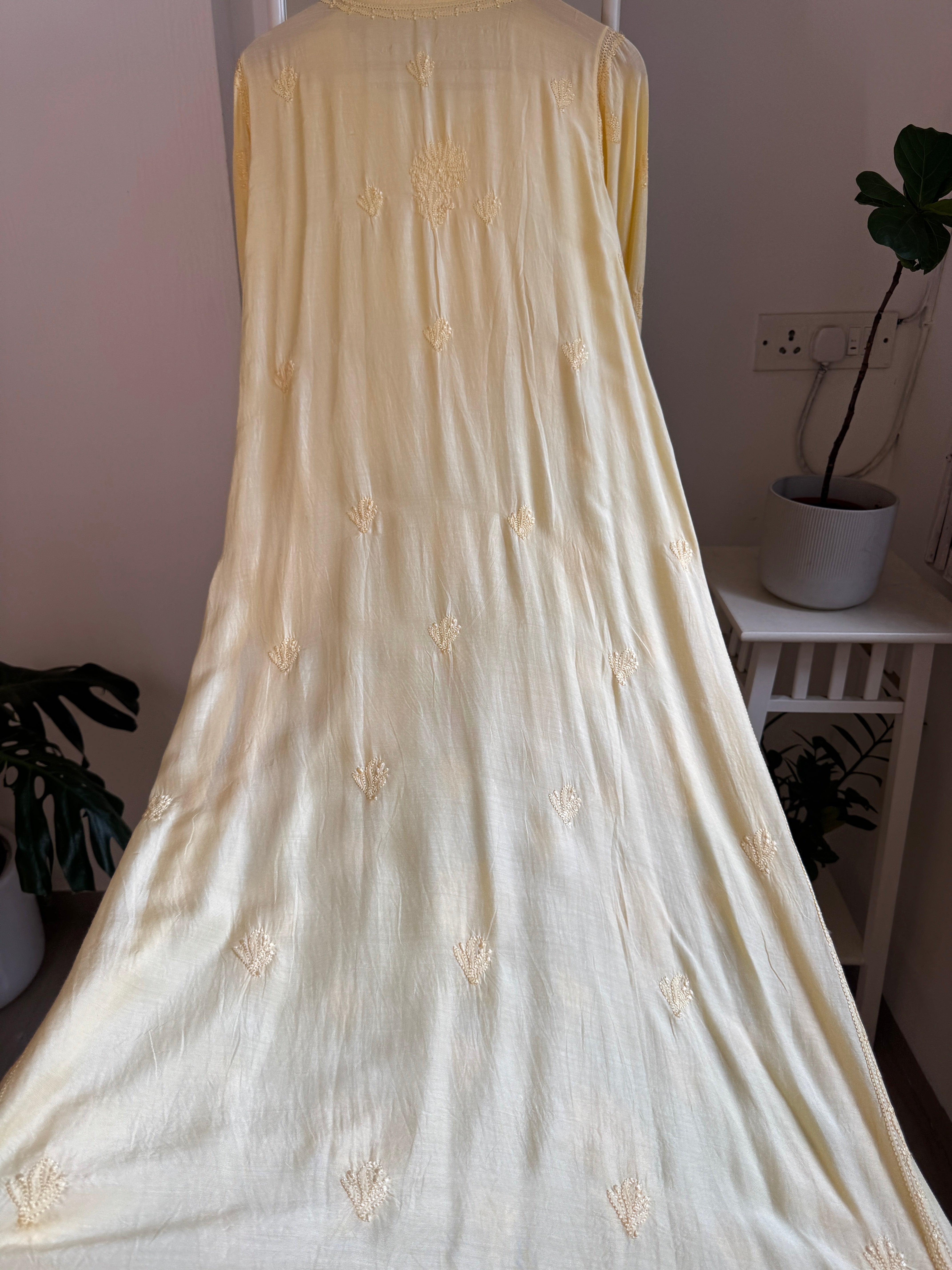 Muslin Chikankari Kurti - Yellow ARIAA CHIKANKARI 