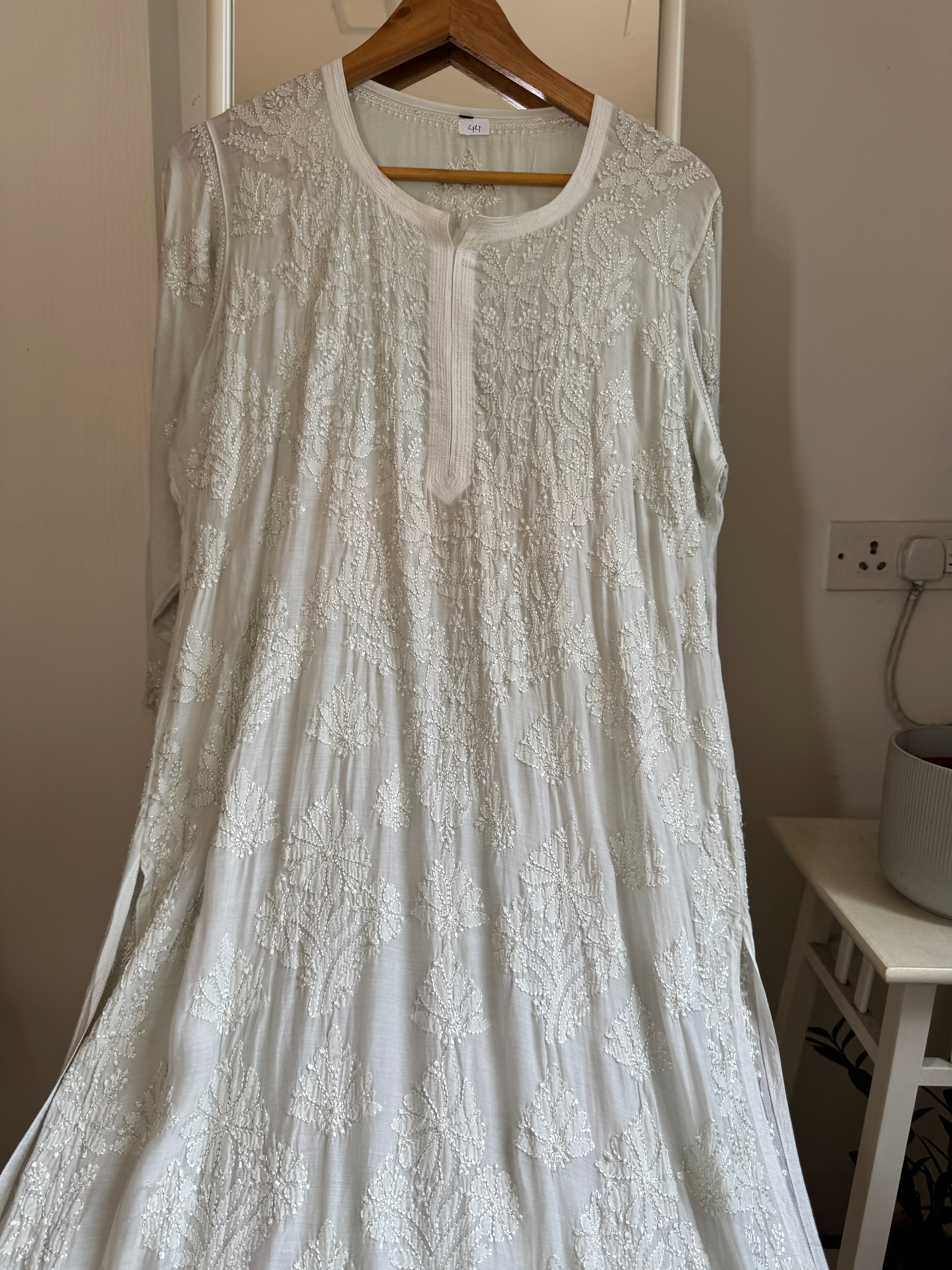 Muslin Chikankari Kurti - Light Pista Green ARIAA CHIKANKARI 