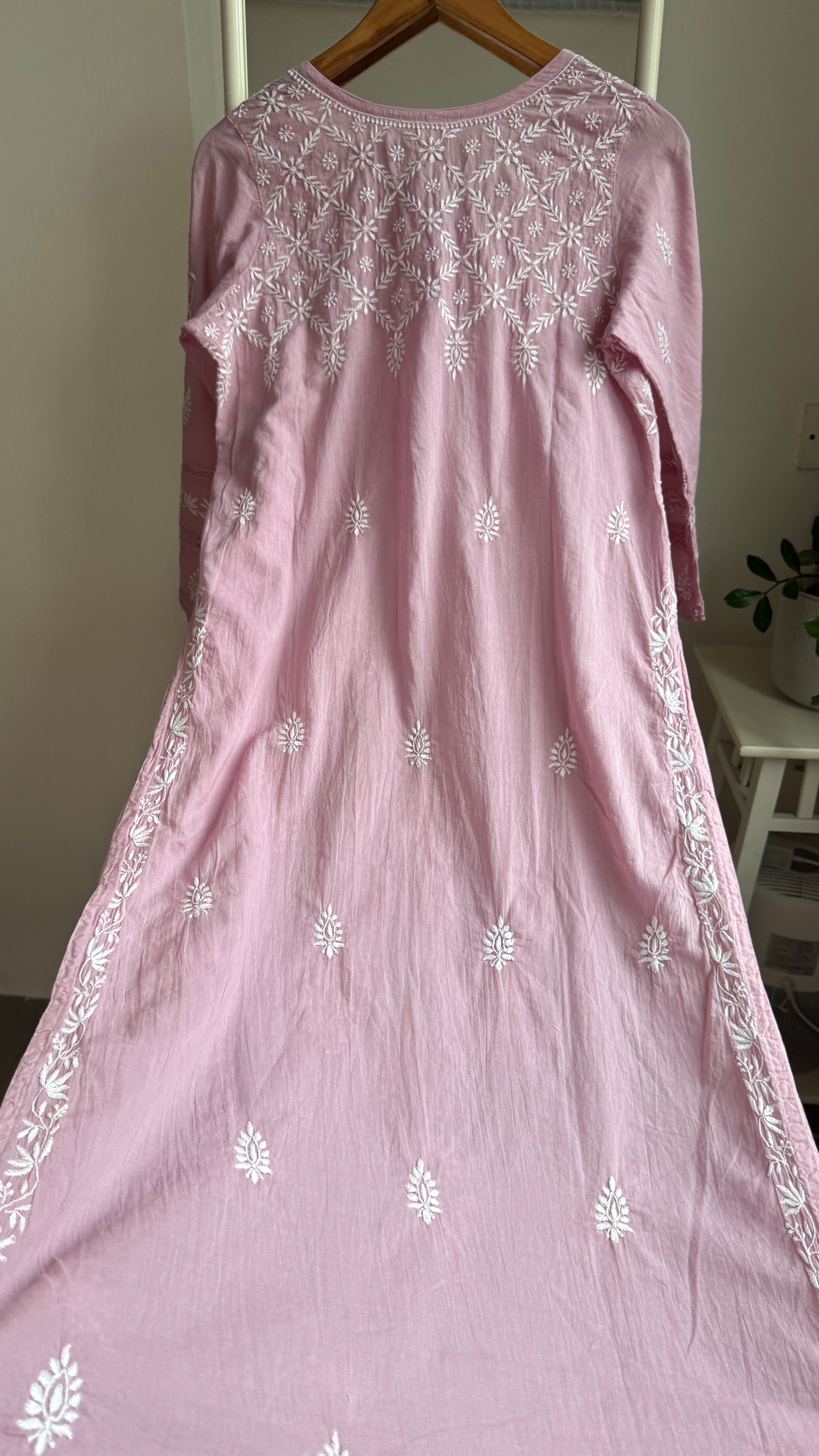 Mul Cotton Mauve Chikankari Kurti - Bela Collection