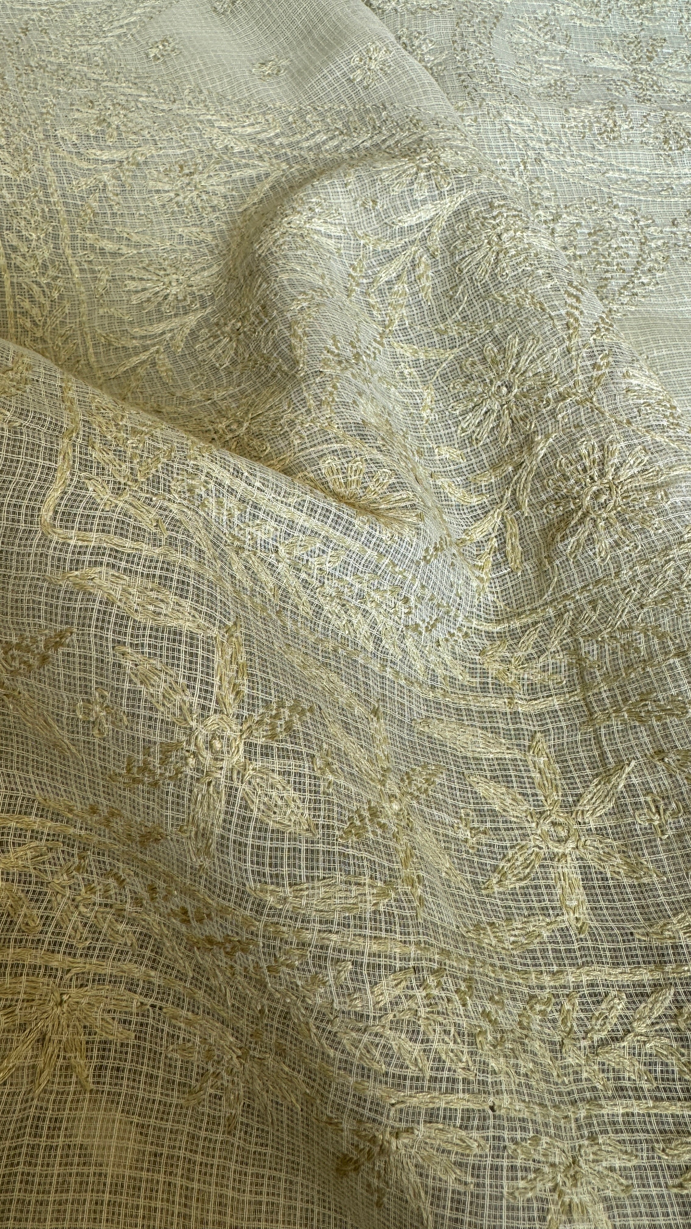 Kota Chikankari saree in Sheen Green
