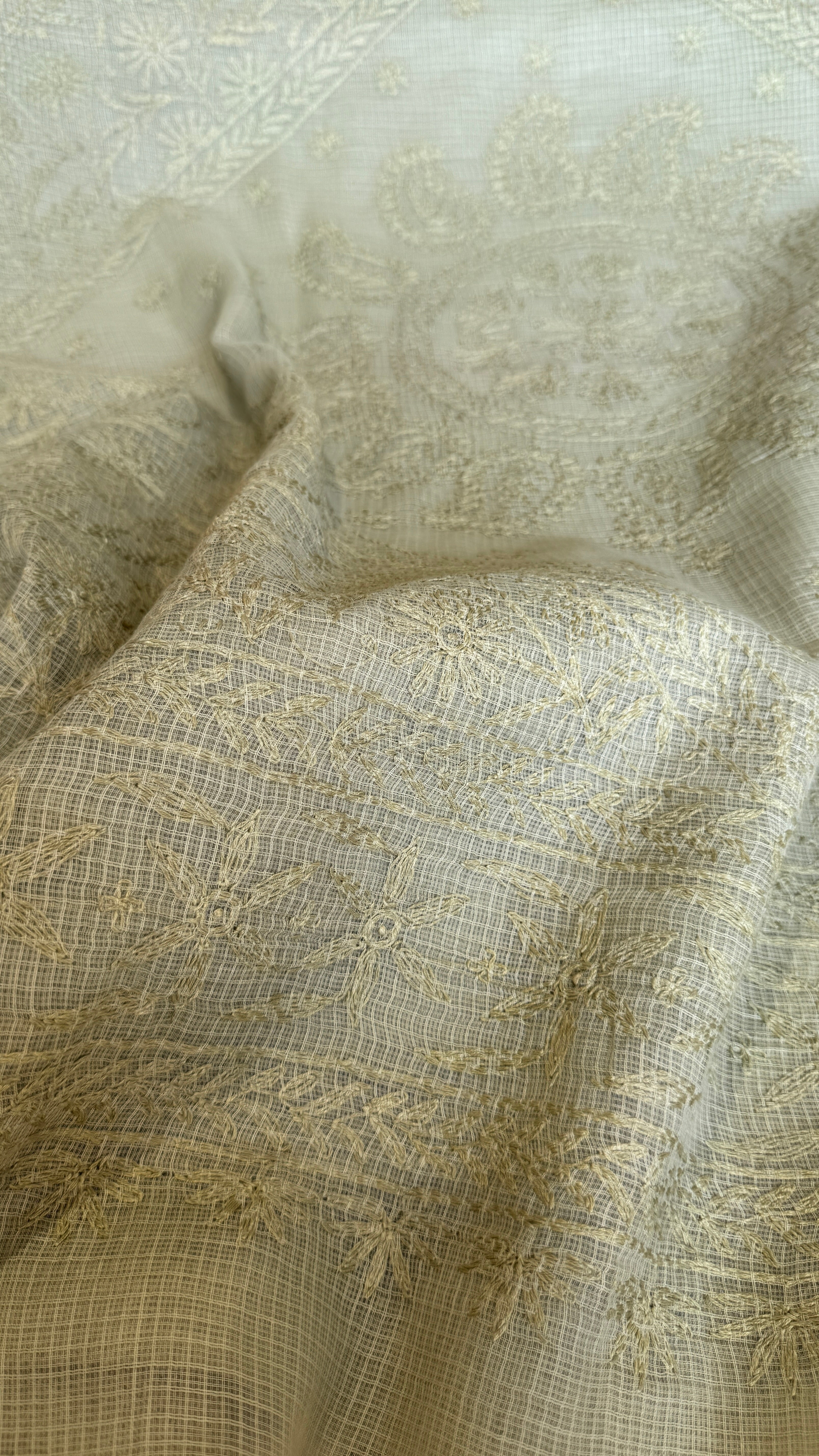 Kota Chikankari saree in Sheen Green