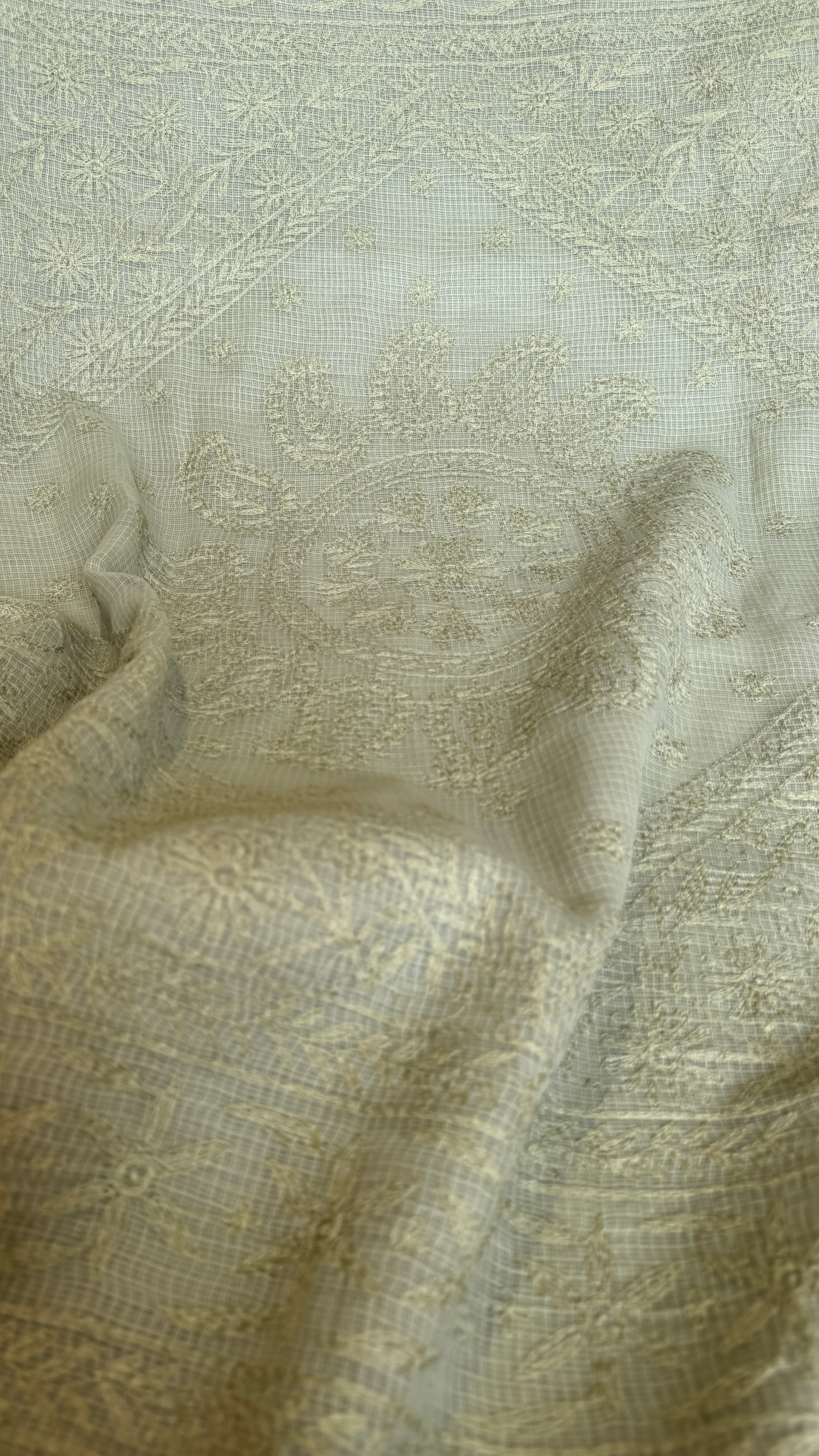 Kota Chikankari saree in Sheen Green