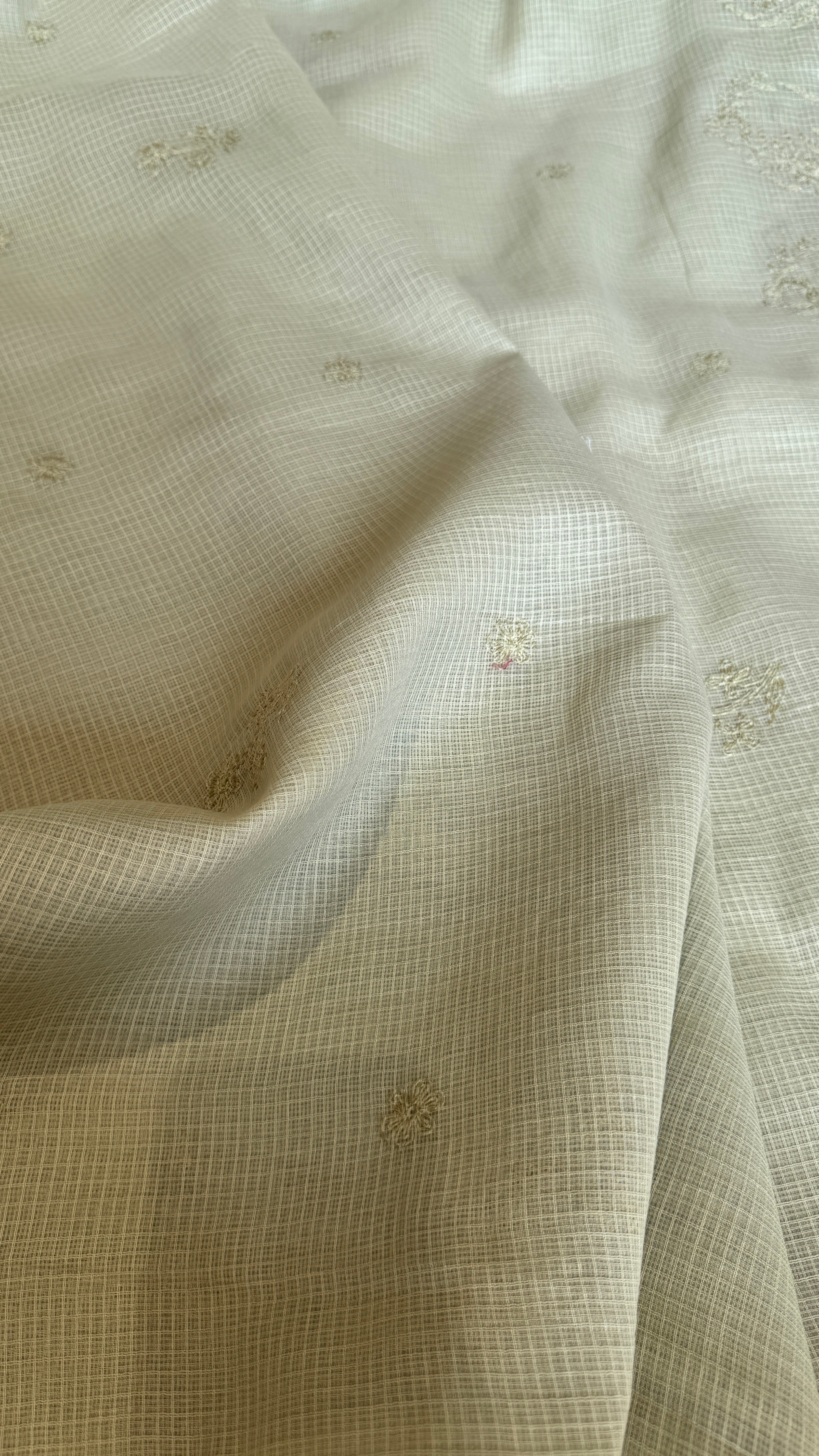 Kota Chikankari saree in Sheen Green
