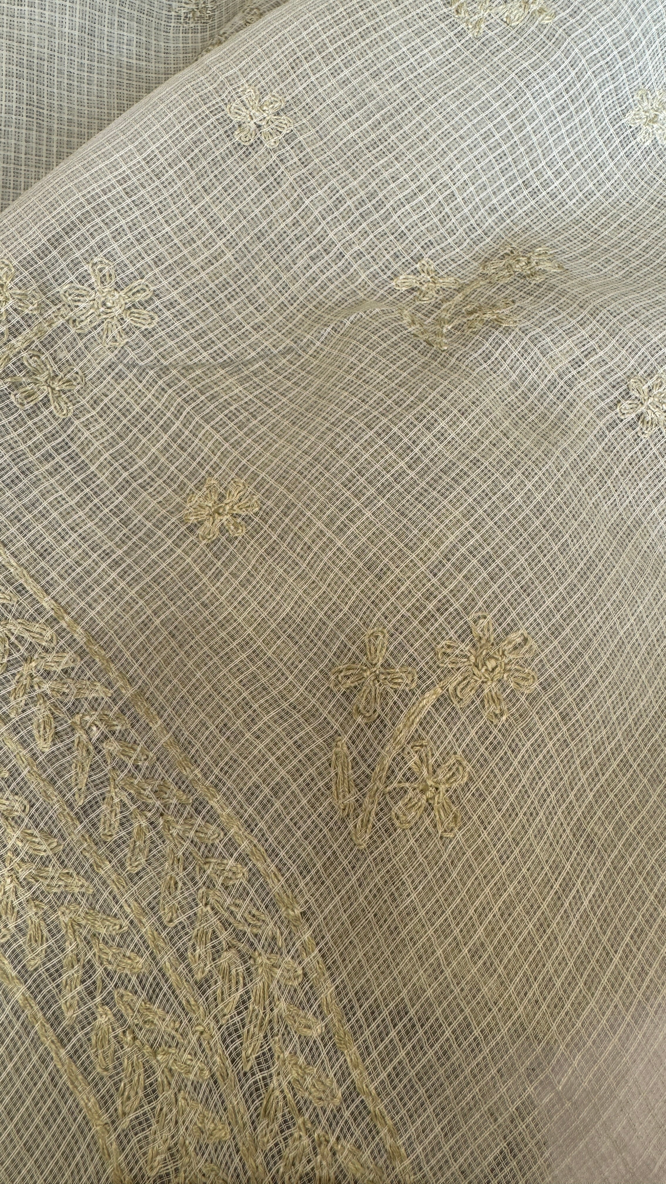 Kota Chikankari saree in Sheen Green