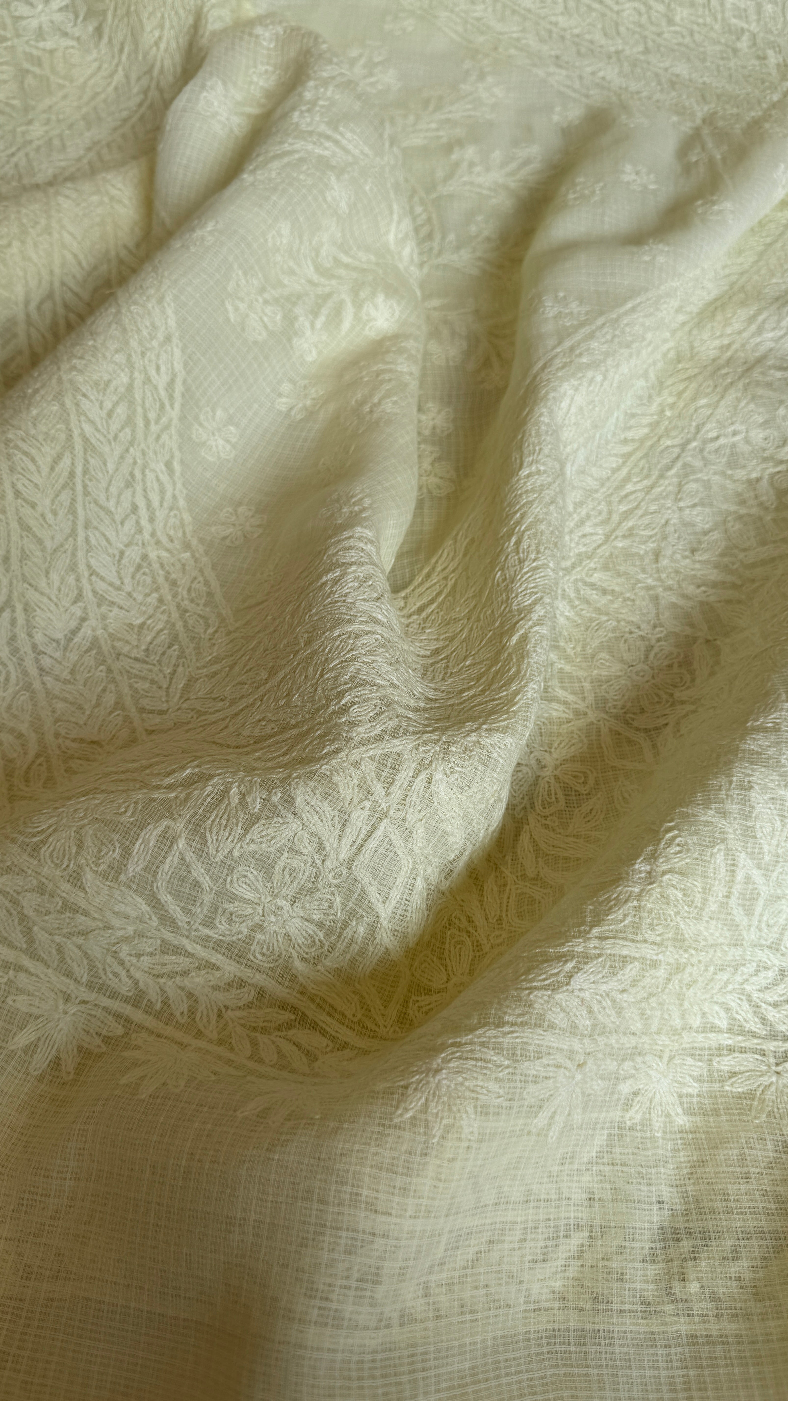 Kota Chikankari saree in Light Yellow