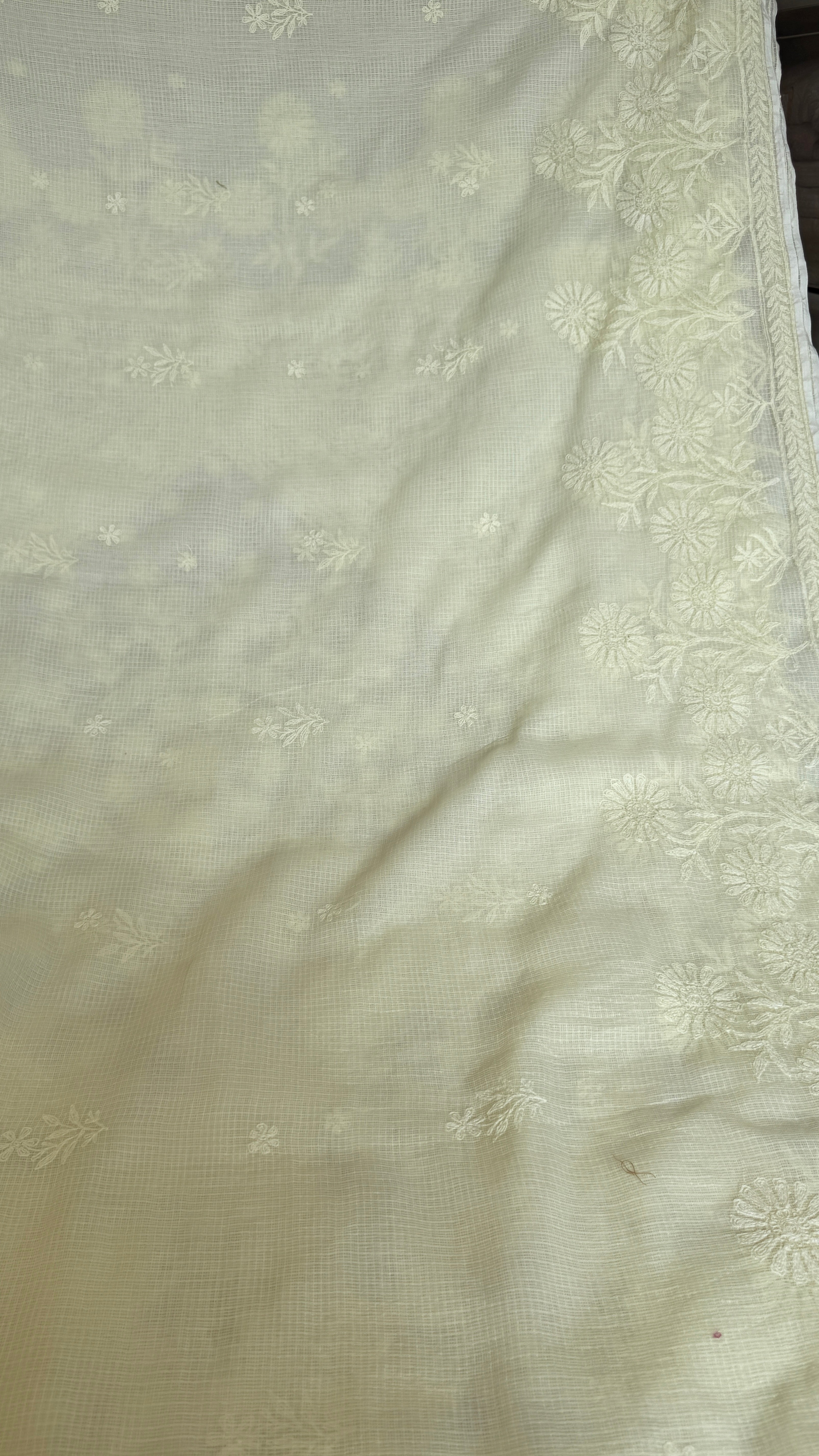 Kota Chikankari saree in Light Yellow
