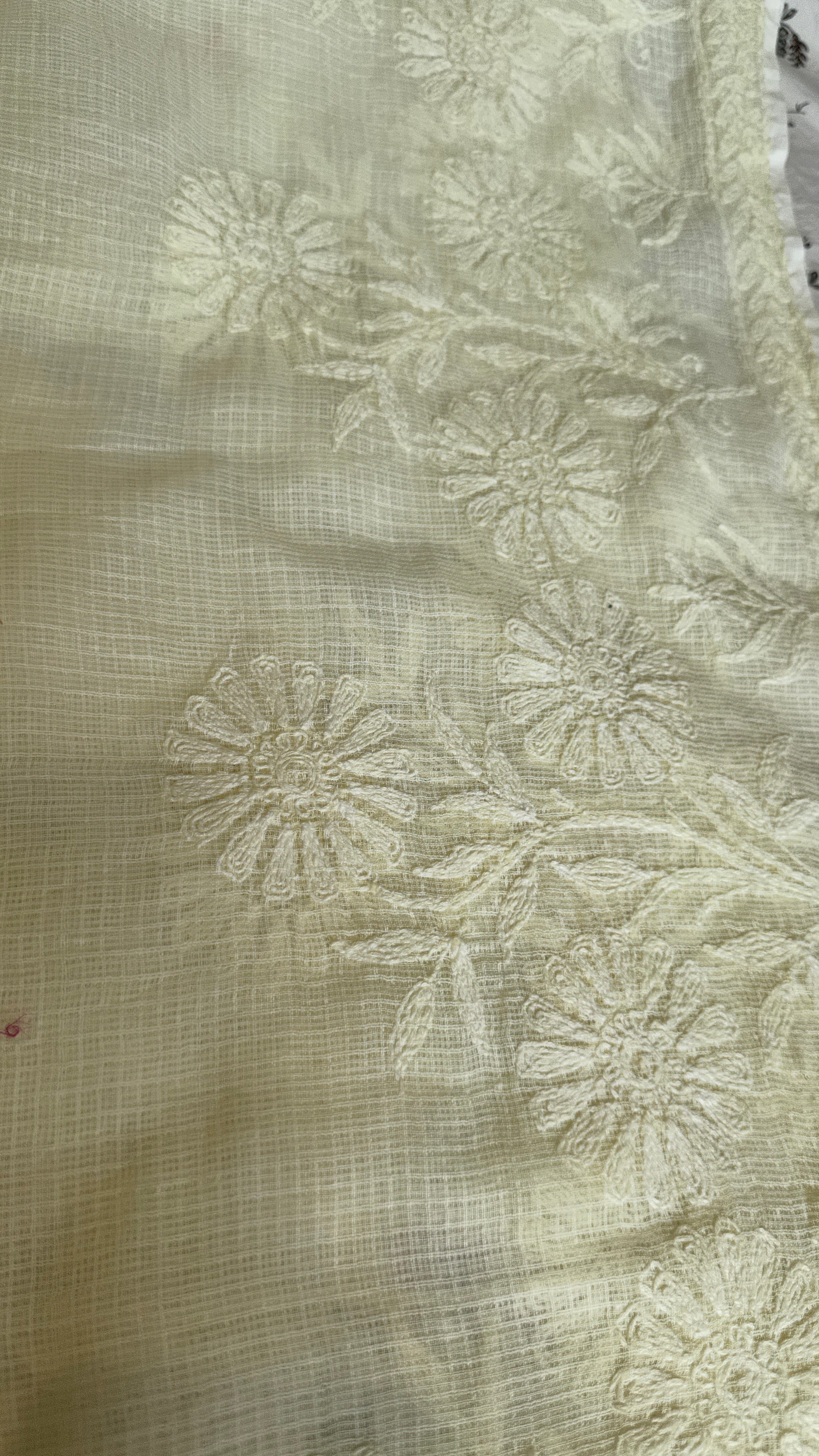 Kota Chikankari saree in Light Yellow