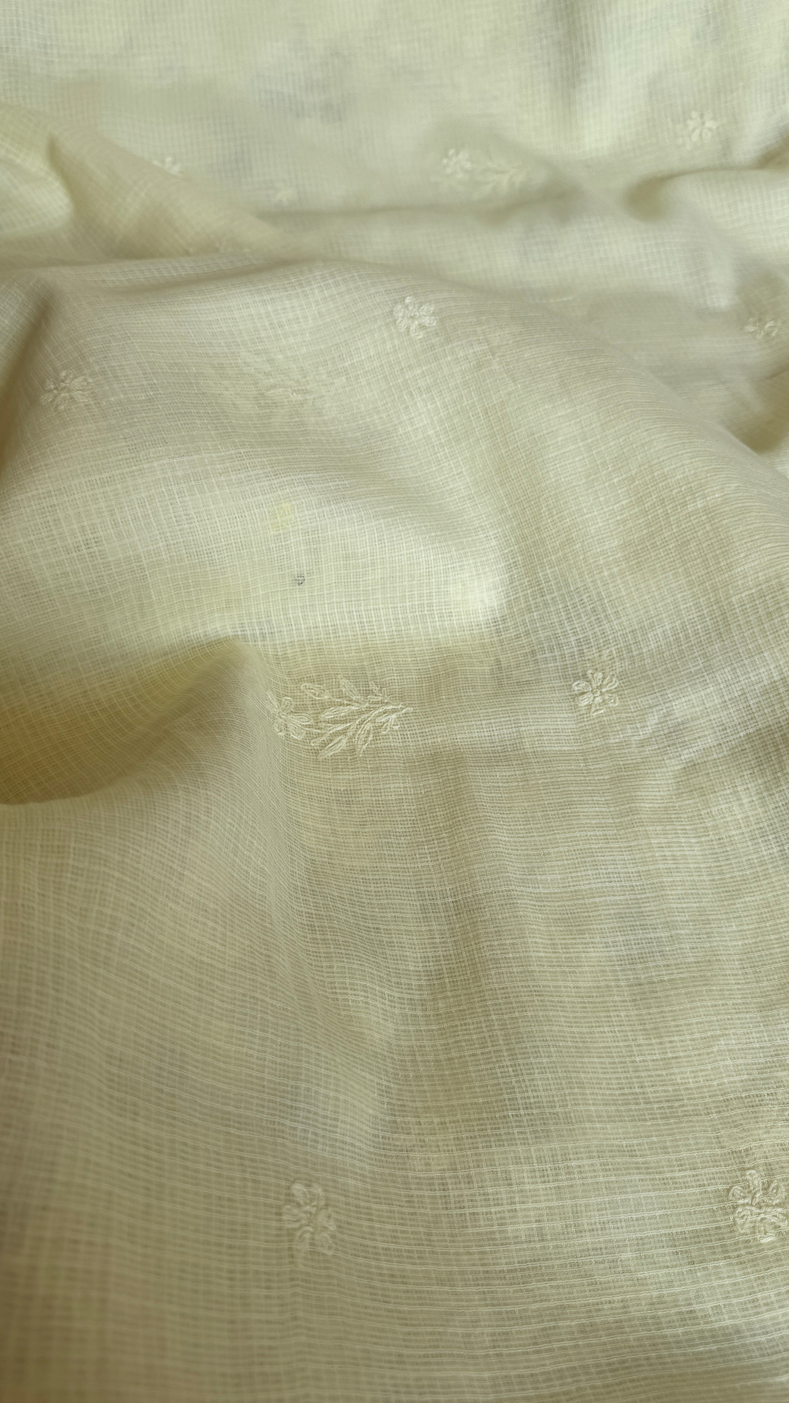 Kota Chikankari saree in Light Yellow