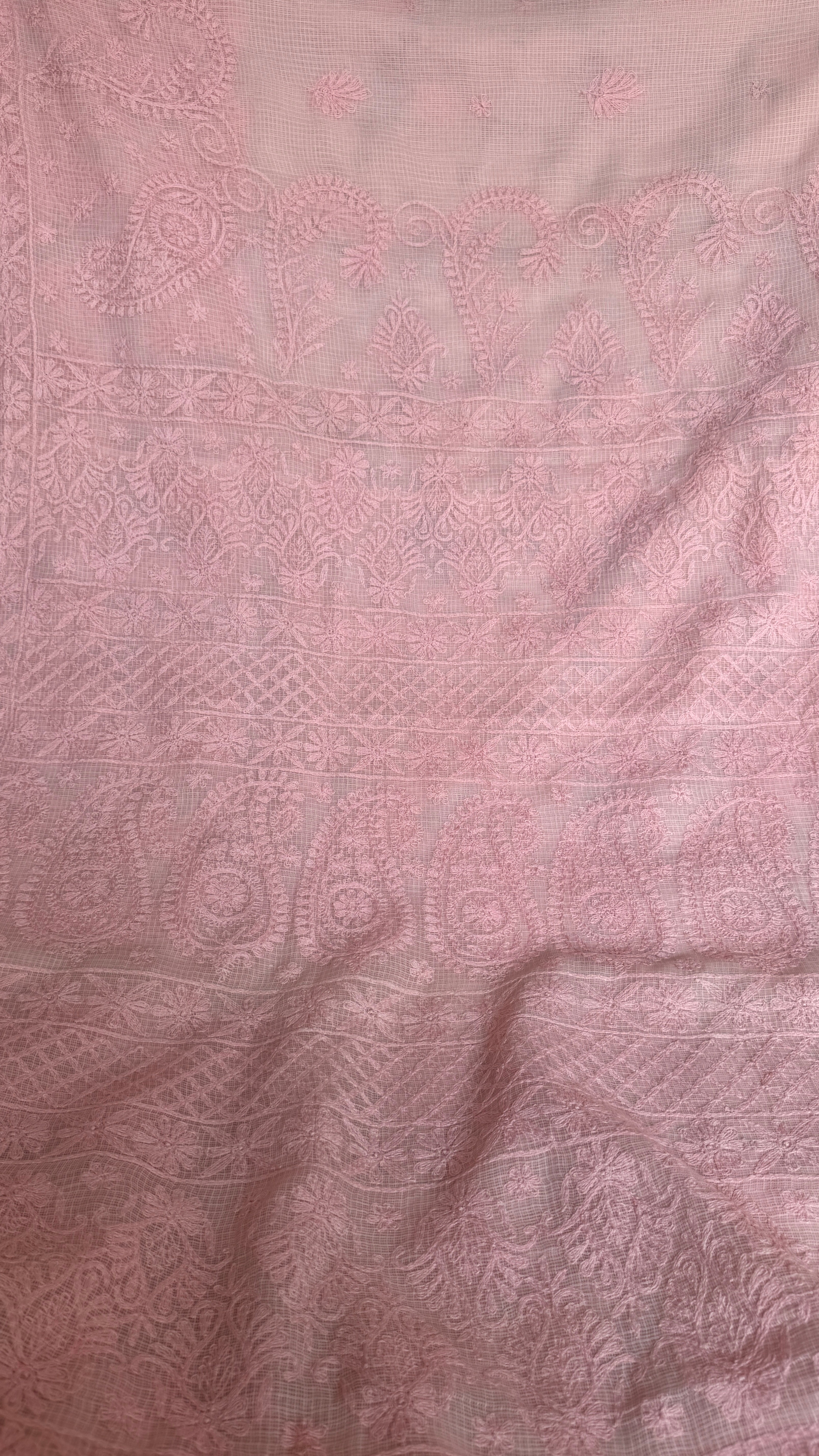 Kota Chikankari saree in Pink