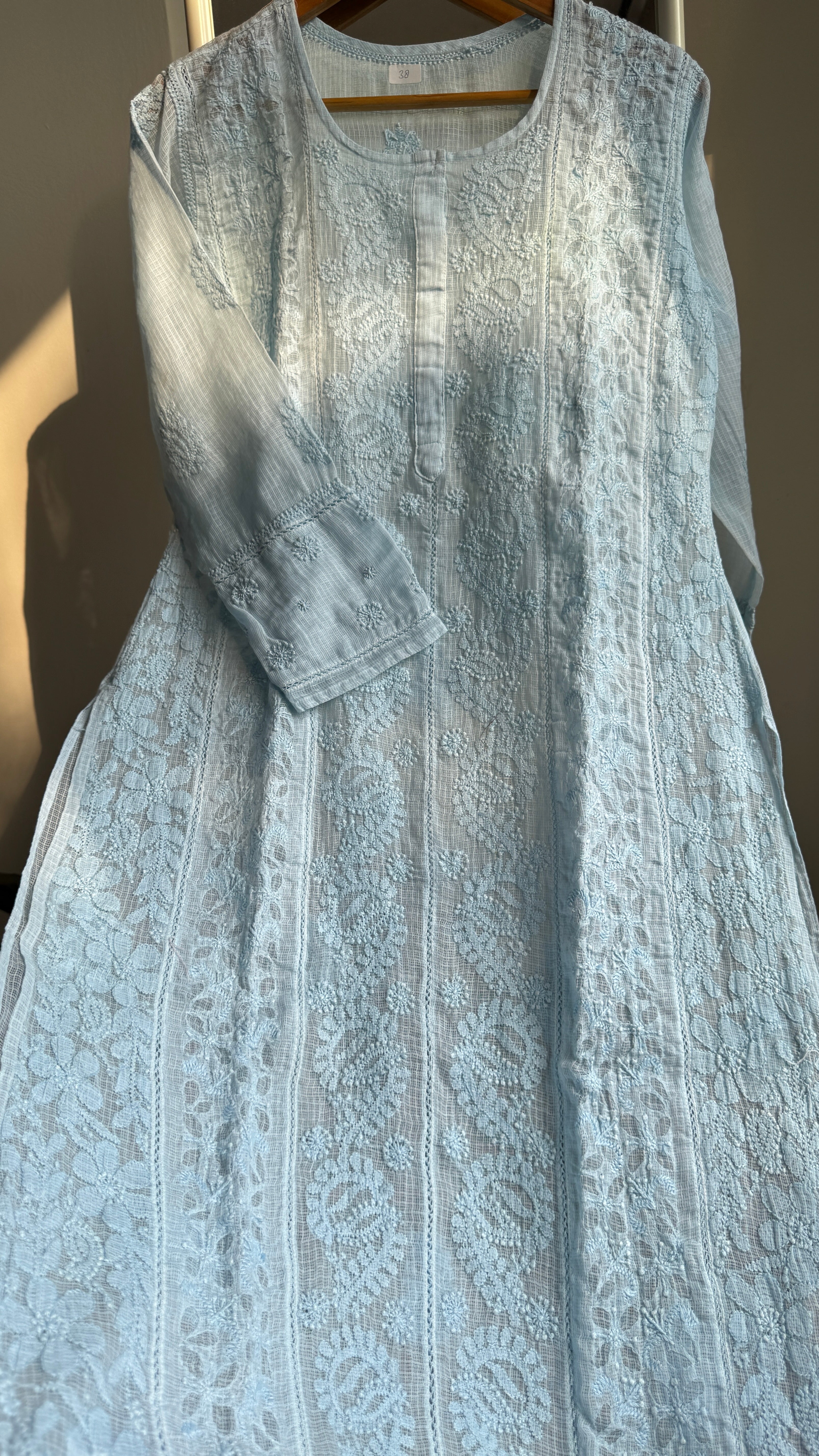 Kota Soft Cotton Chikankari Kurti - Blue - CHAND Collection
