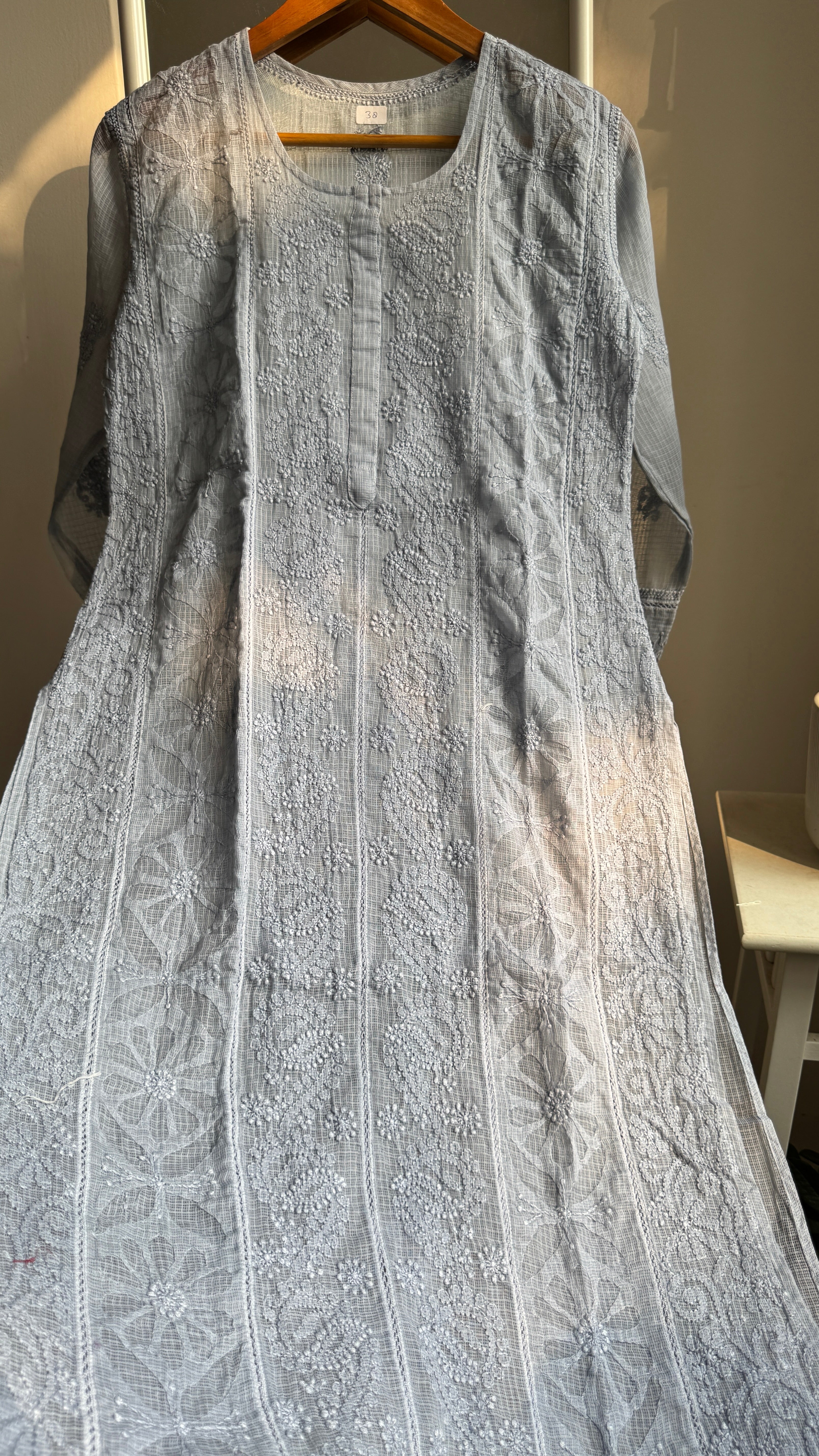 Kota Soft Cotton Chikankari Kurti - Grey - CHAND Collection