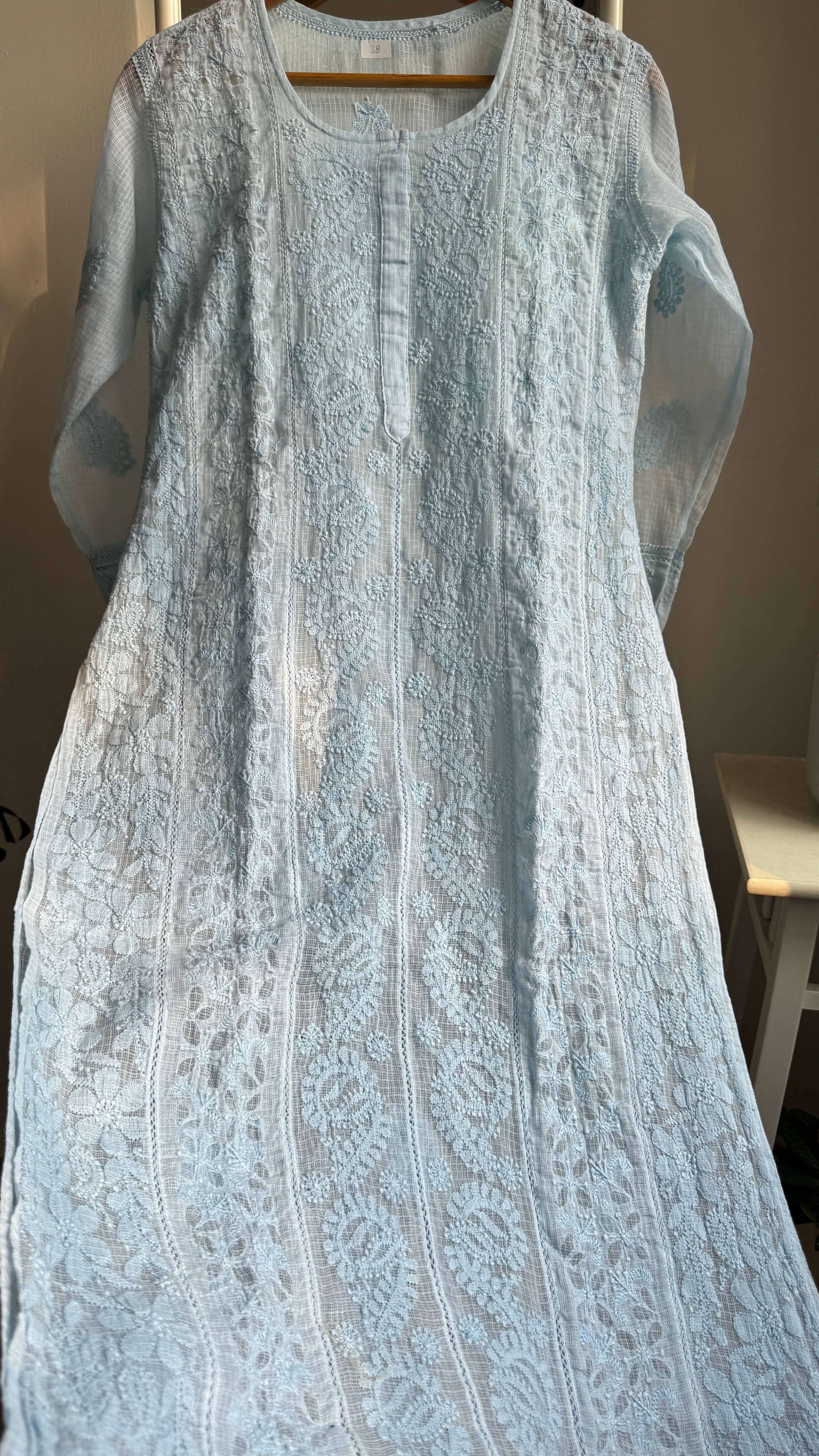 Kota Soft Cotton Chikankari Kurti - Blue - CHAND Collection