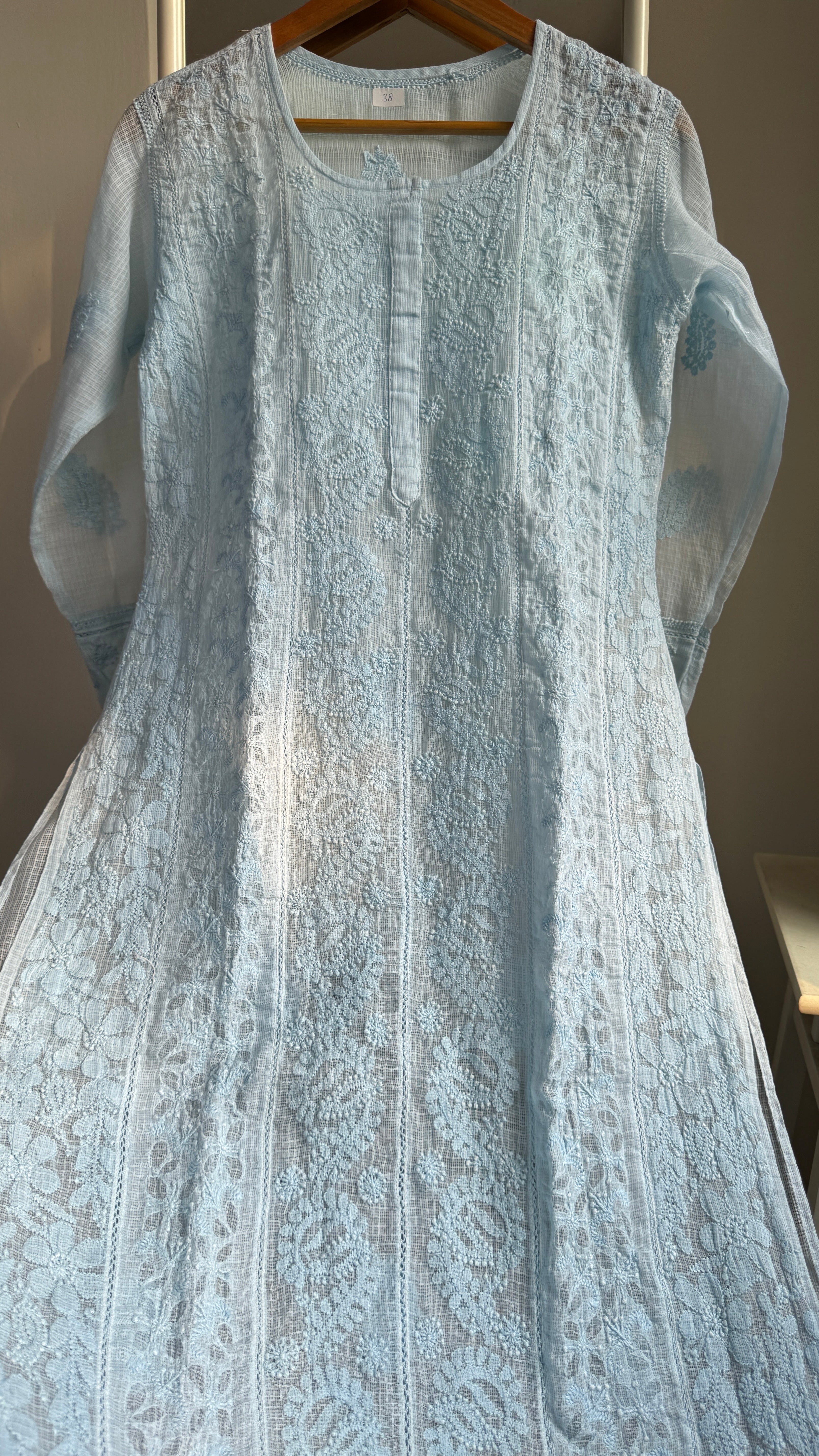 Kota Soft Cotton Chikankari Kurti - Blue - CHAND Collection